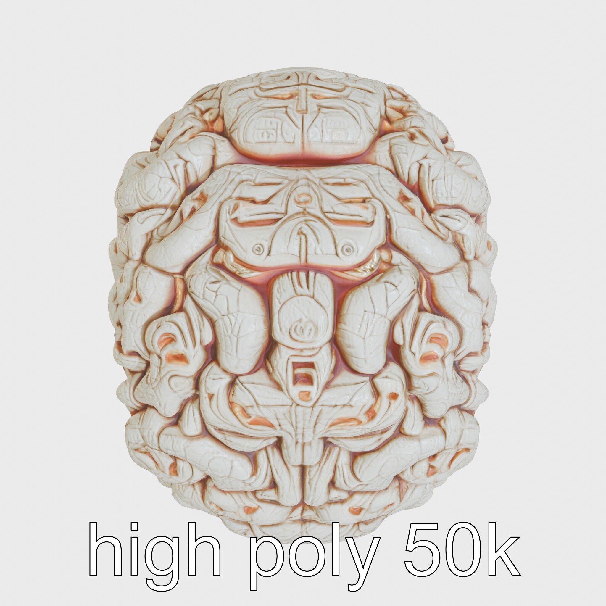 Futuristic Mechanical Brain Model Low-poly 3D model_2