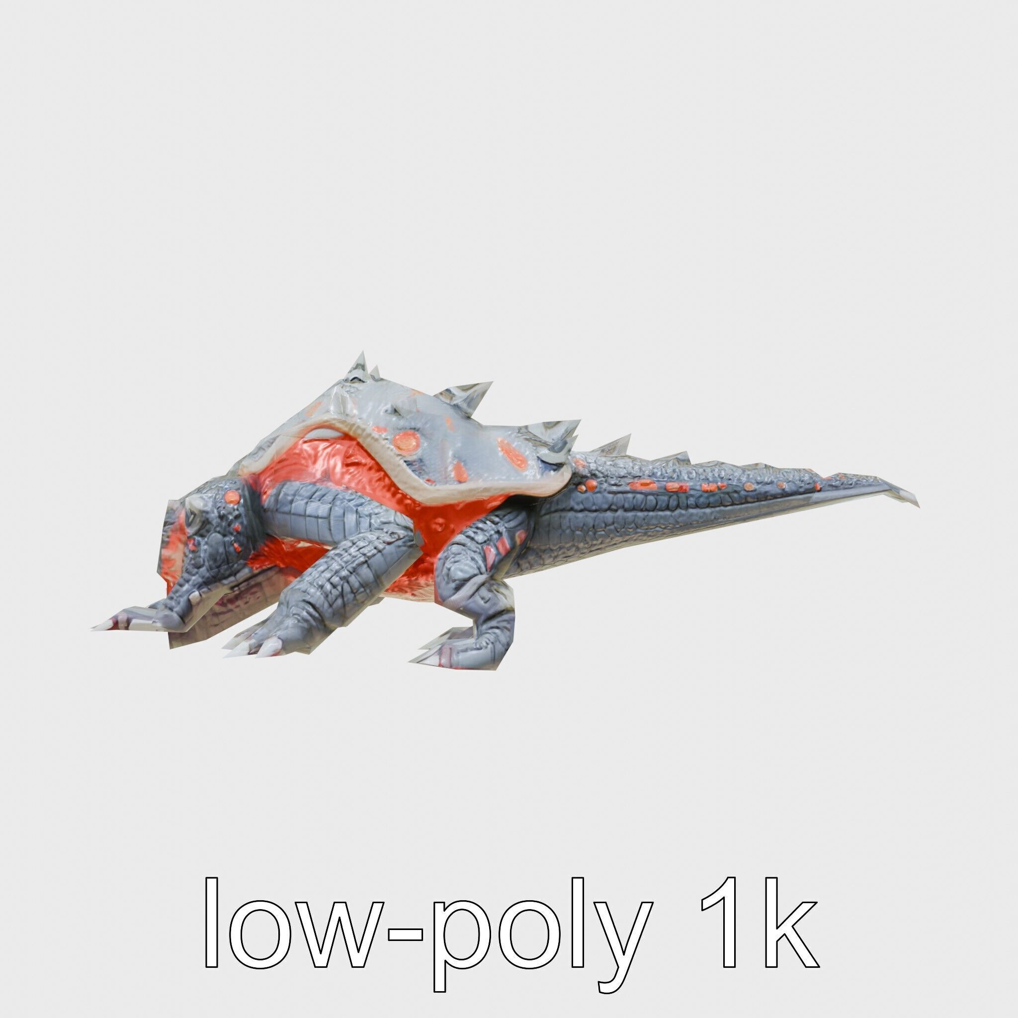 Lava Monster Crawling Creature with Glowing Shell Low-poly 3D model_14