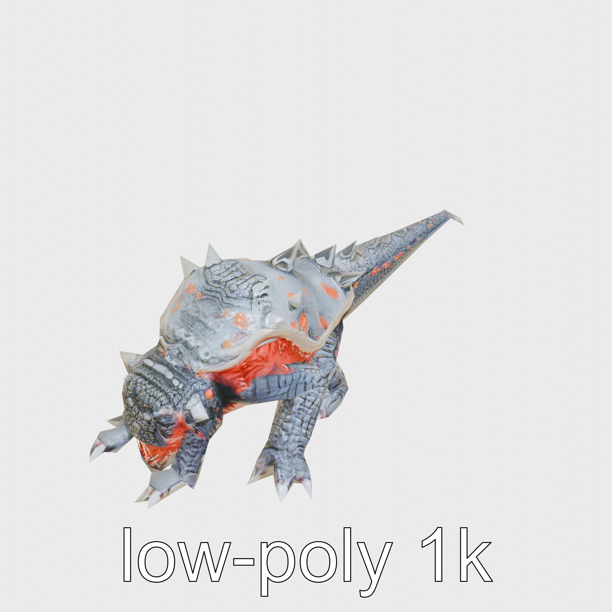 Lava Monster Crawling Creature with Glowing Shell Low-poly 3D model_18