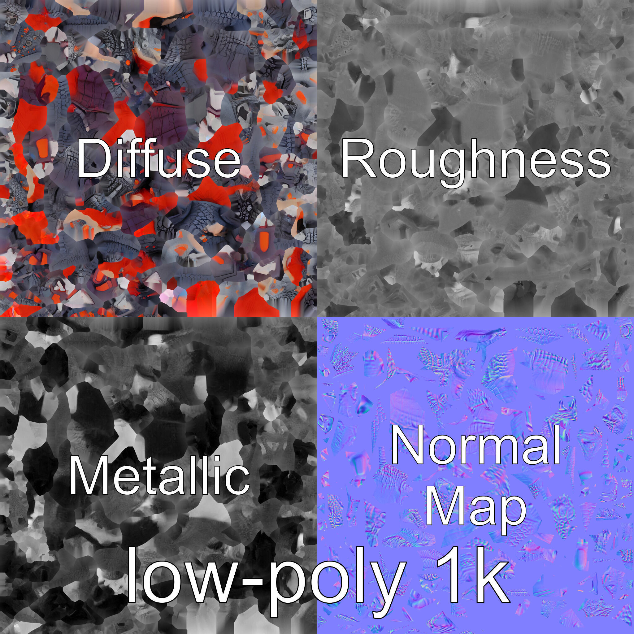 Lava Monster Crawling Creature with Glowing Shell Low-poly 3D model_1