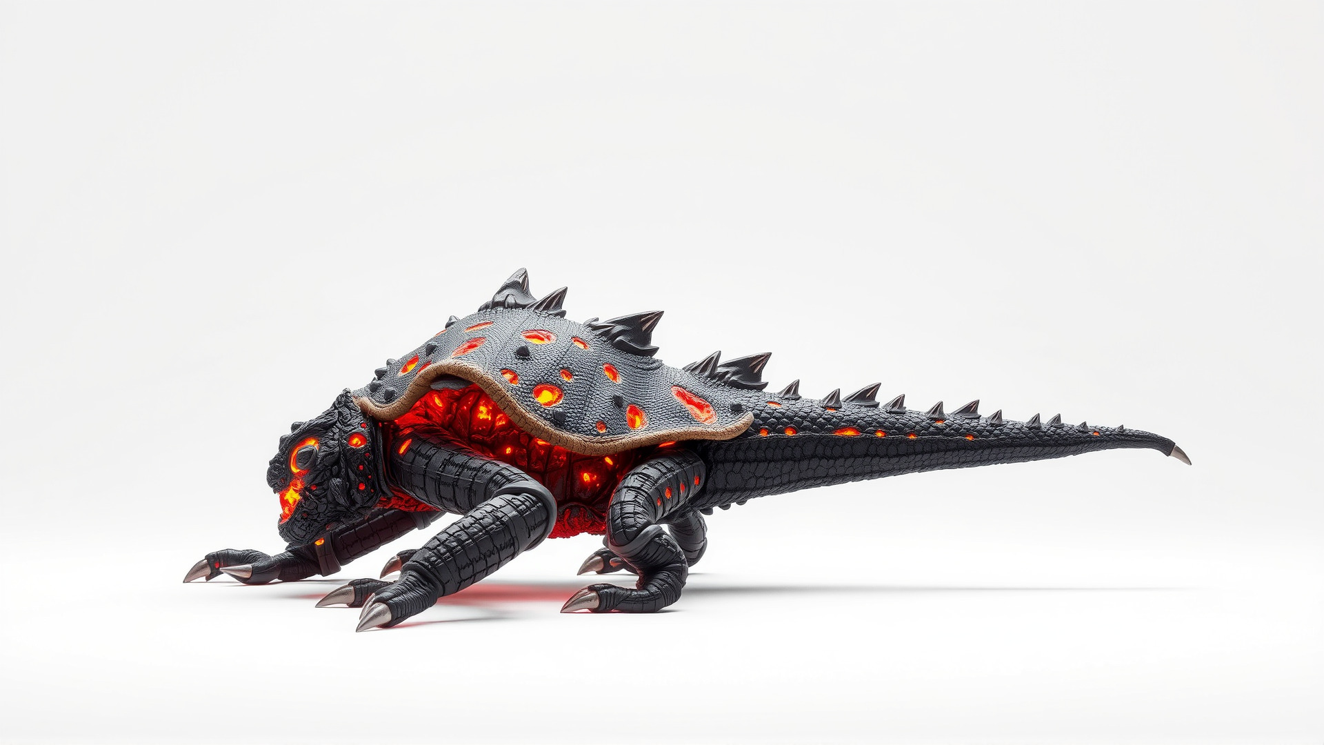 Lava Monster Crawling Creature with Glowing Shell Low-poly 3D model_3