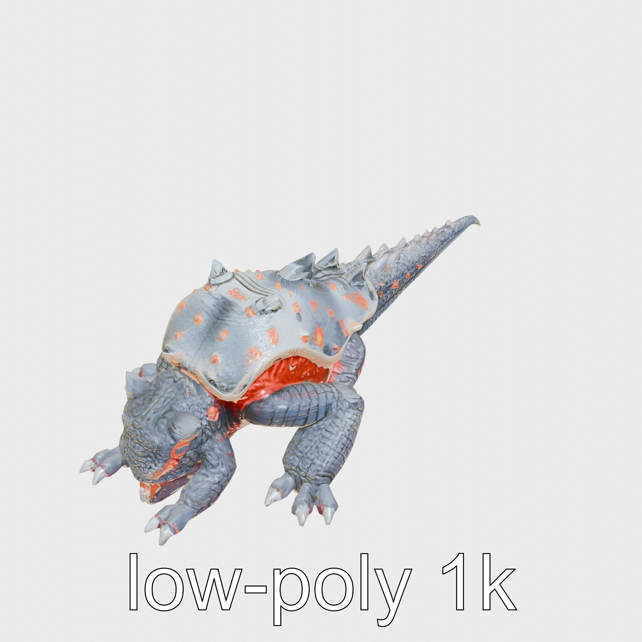 Lava Monster Crawling Creature with Glowing Shell Low-poly 3D model_9