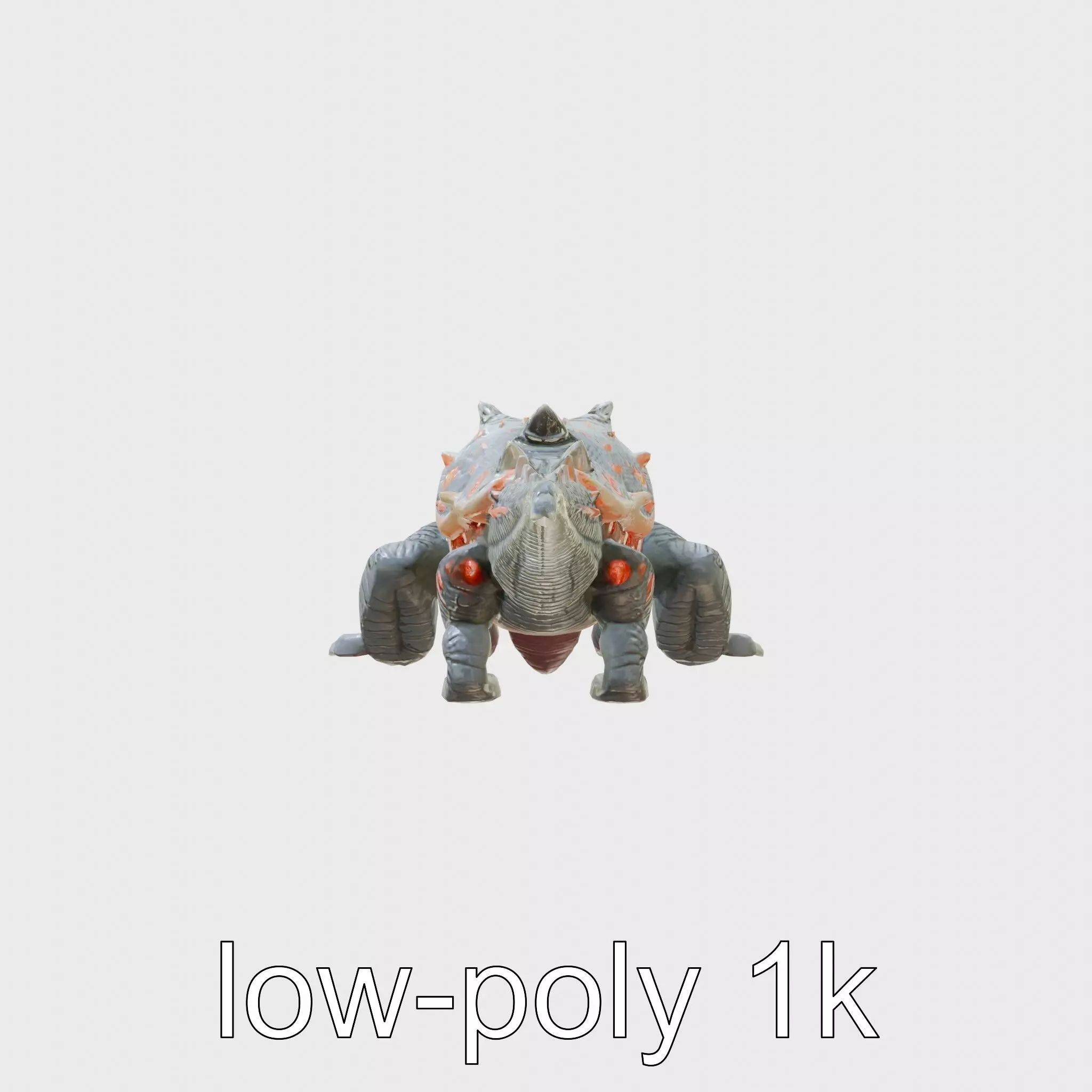 Lava Monster Crawling Creature with Glowing Shell Low-poly 3D model_0