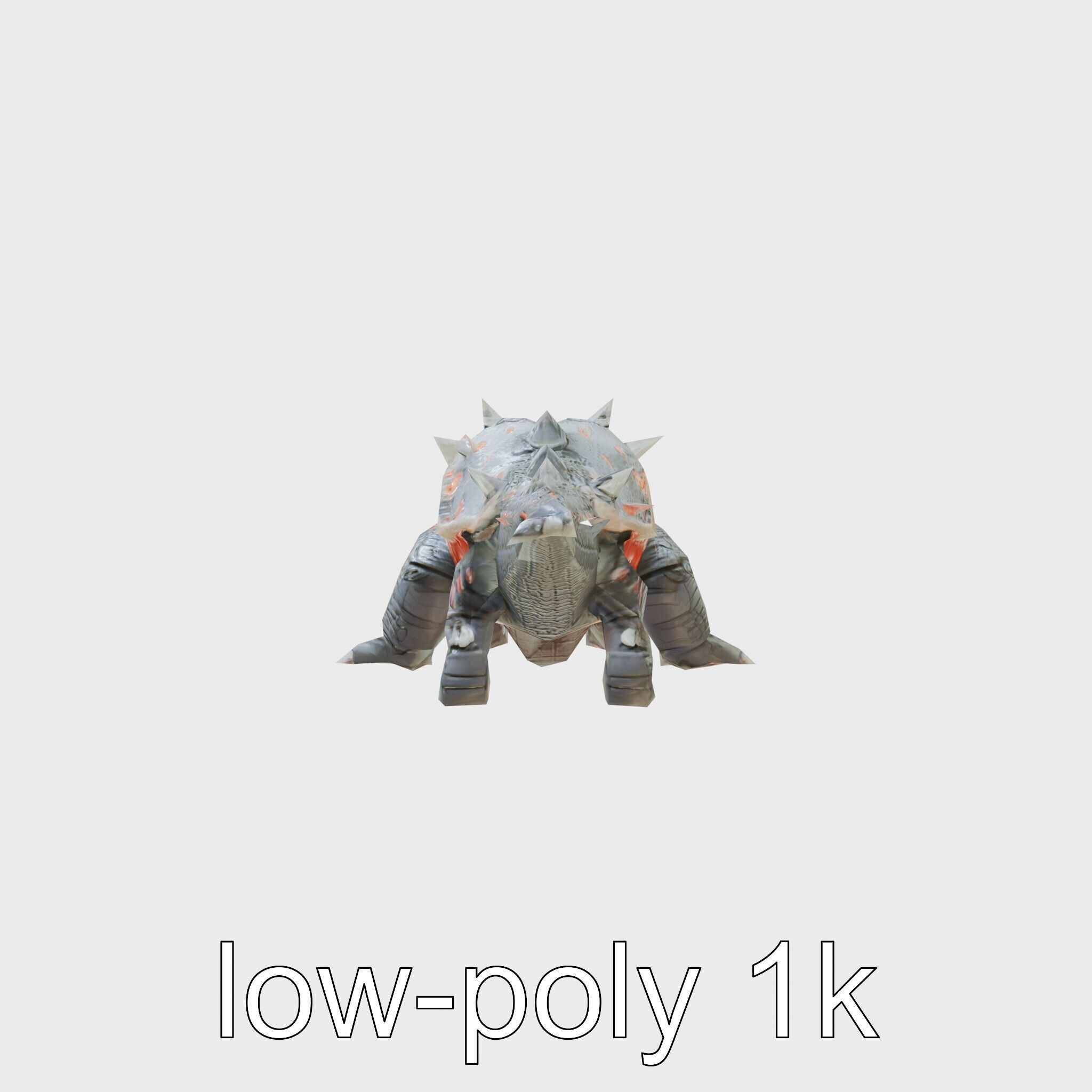 Lava Monster Crawling Creature with Glowing Shell Low-poly 3D model_4