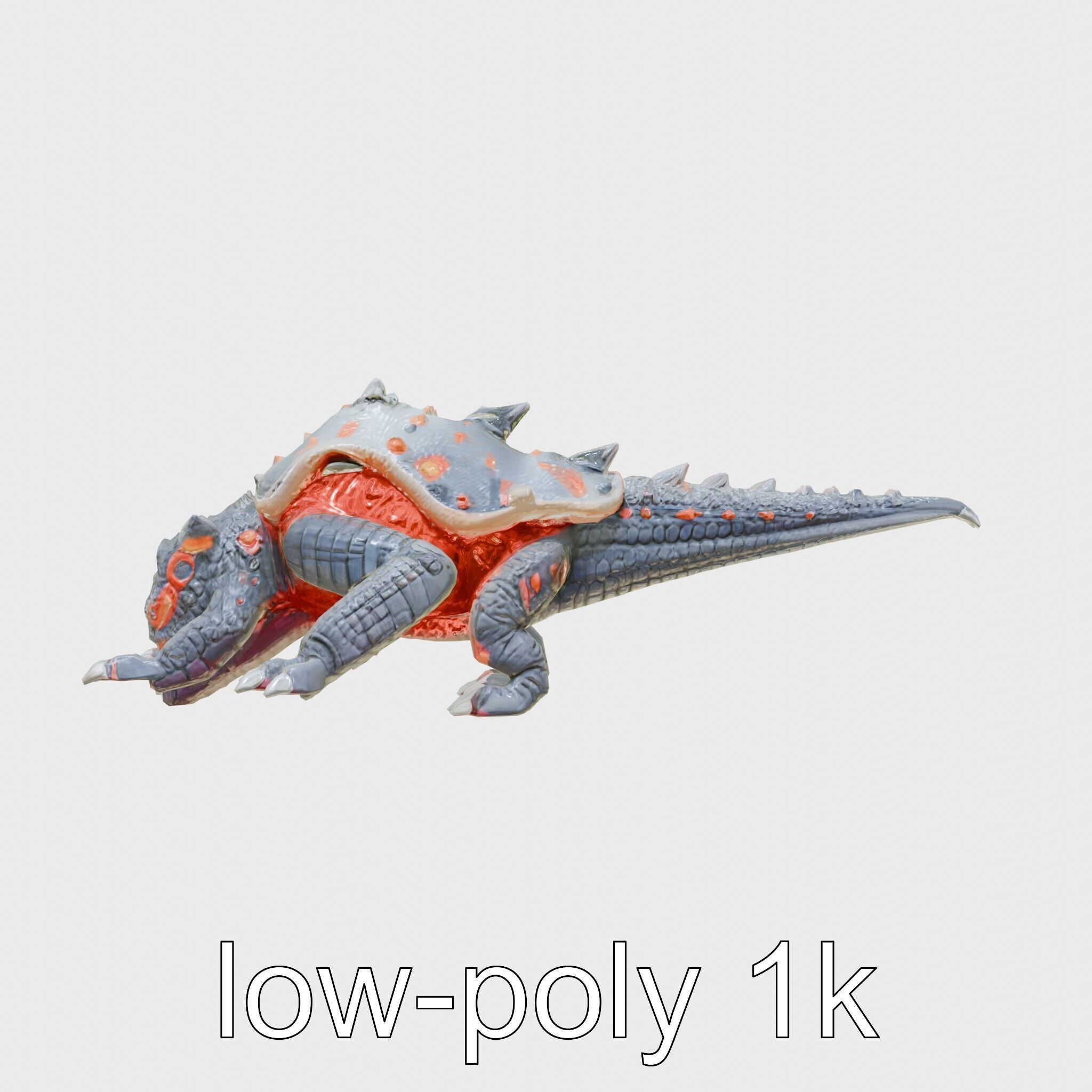 Lava Monster Crawling Creature with Glowing Shell Low-poly 3D model_30