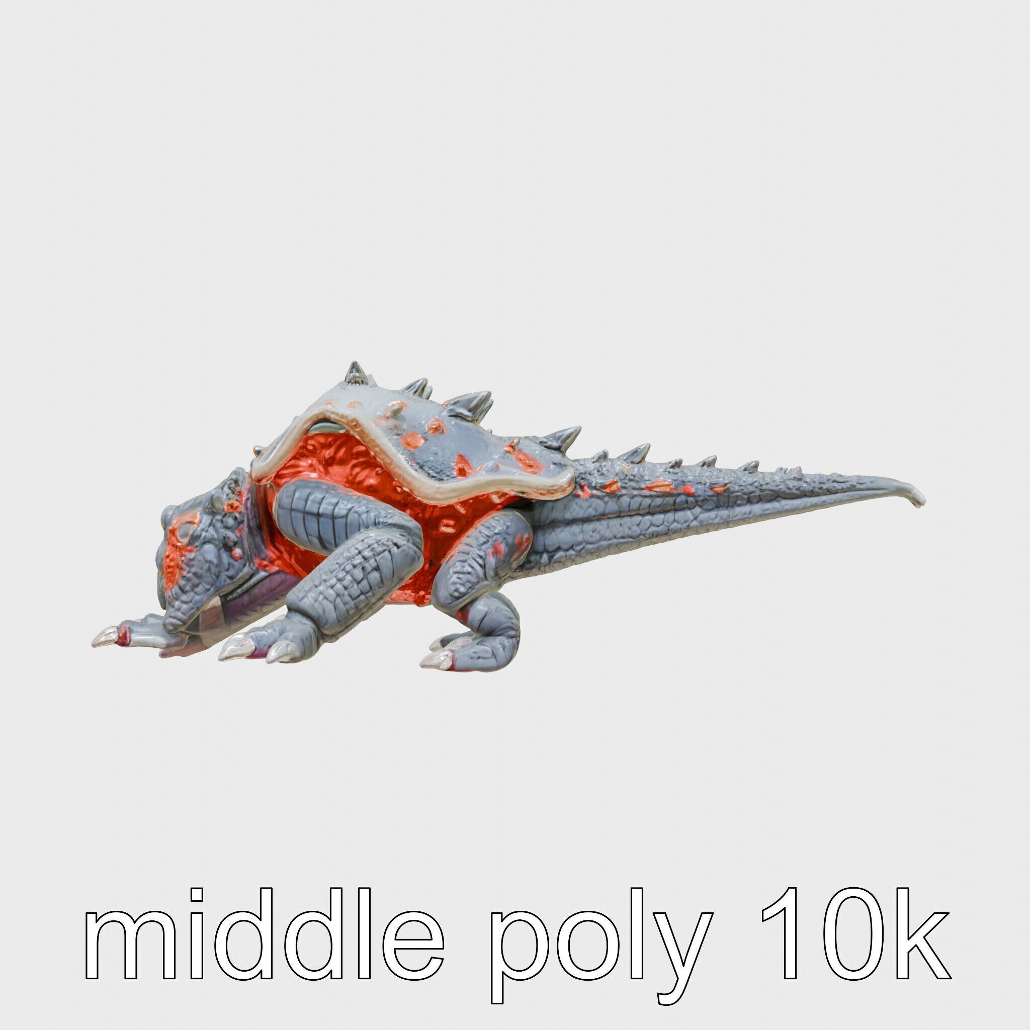 Lava Monster Crawling Creature with Glowing Shell Low-poly 3D model_22