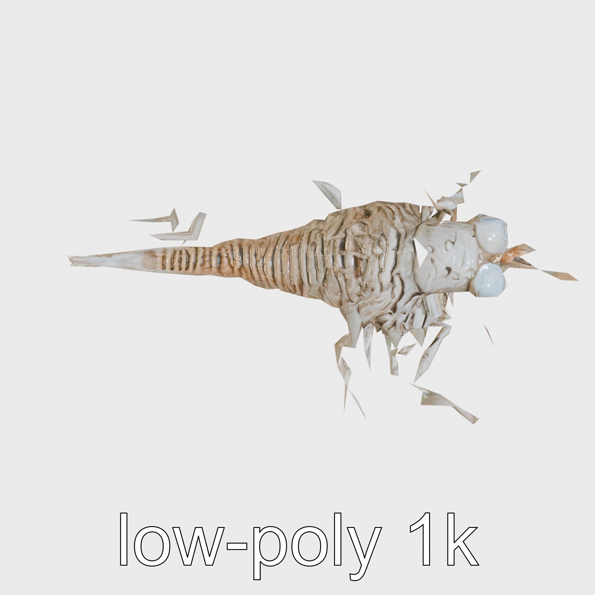 Root-Entanglement Creature with Insectoid Eyes Low-poly 3D model_12