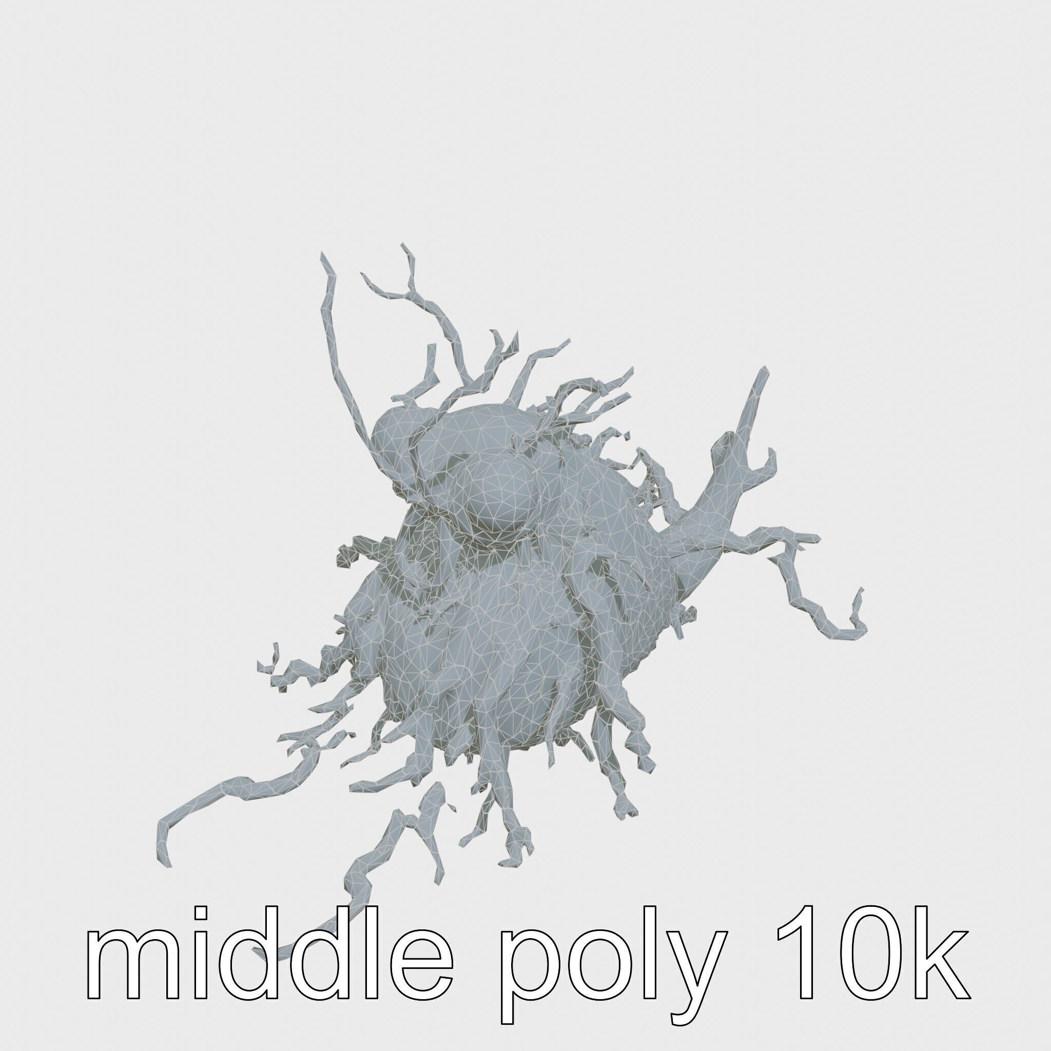 Root-Entanglement Creature with Insectoid Eyes Low-poly 3D model_13