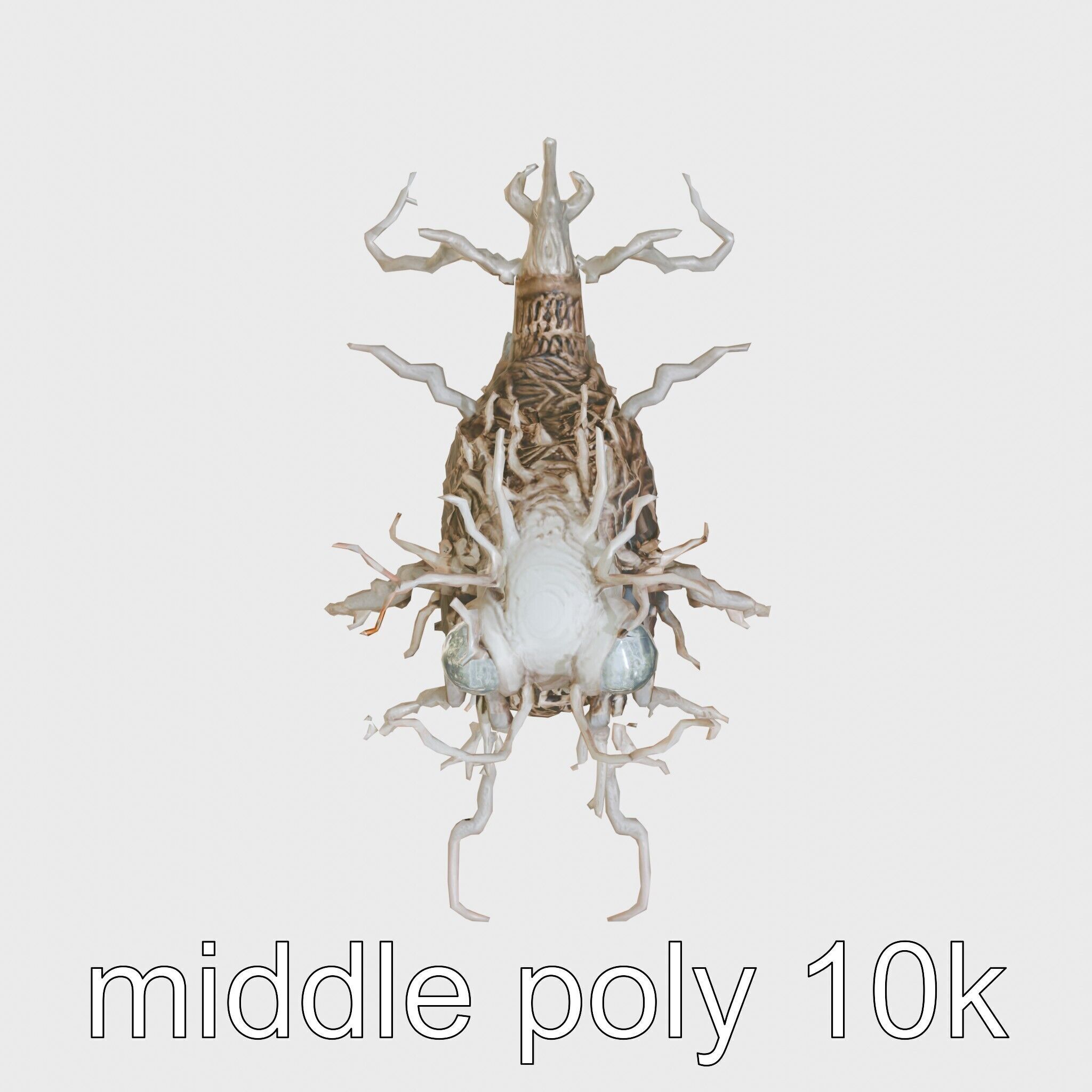 Root-Entanglement Creature with Insectoid Eyes Low-poly 3D model_23