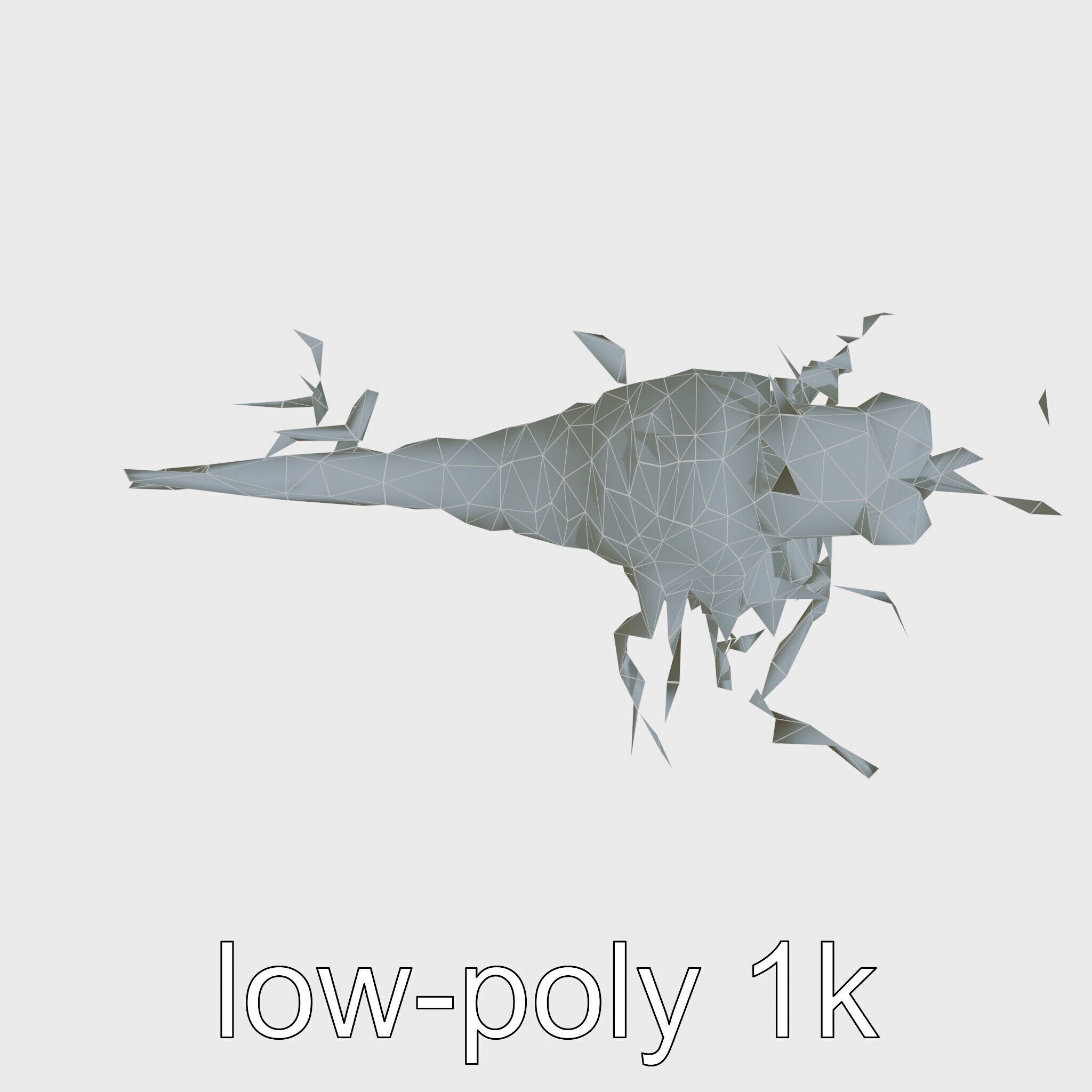 Root-Entanglement Creature with Insectoid Eyes Low-poly 3D model_16