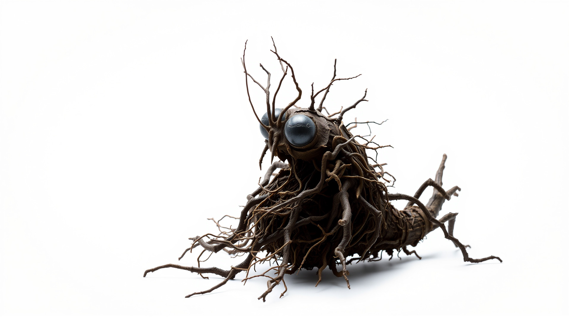 Root-Entanglement Creature with Insectoid Eyes Low-poly 3D model_2