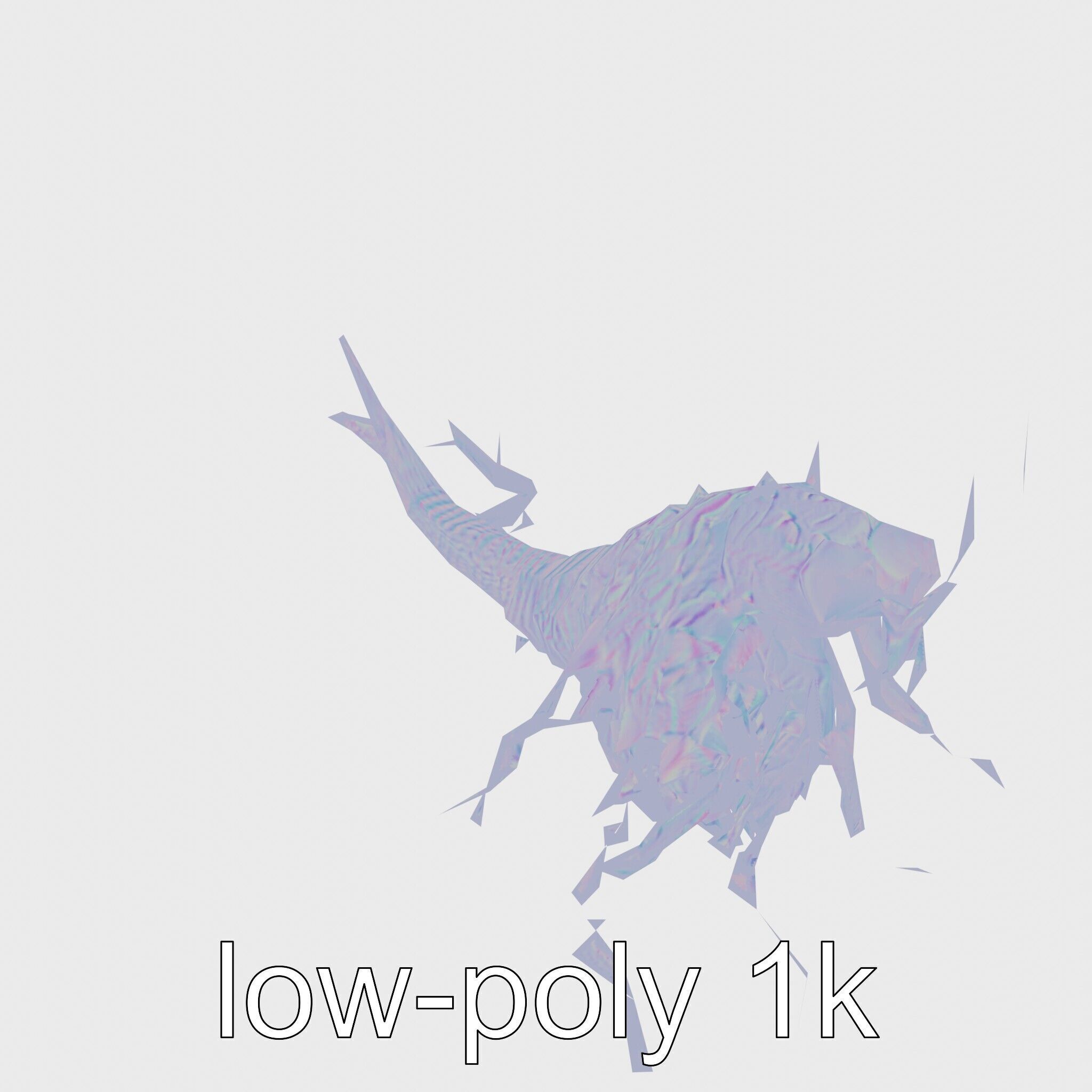 Root-Entanglement Creature with Insectoid Eyes Low-poly 3D model_18