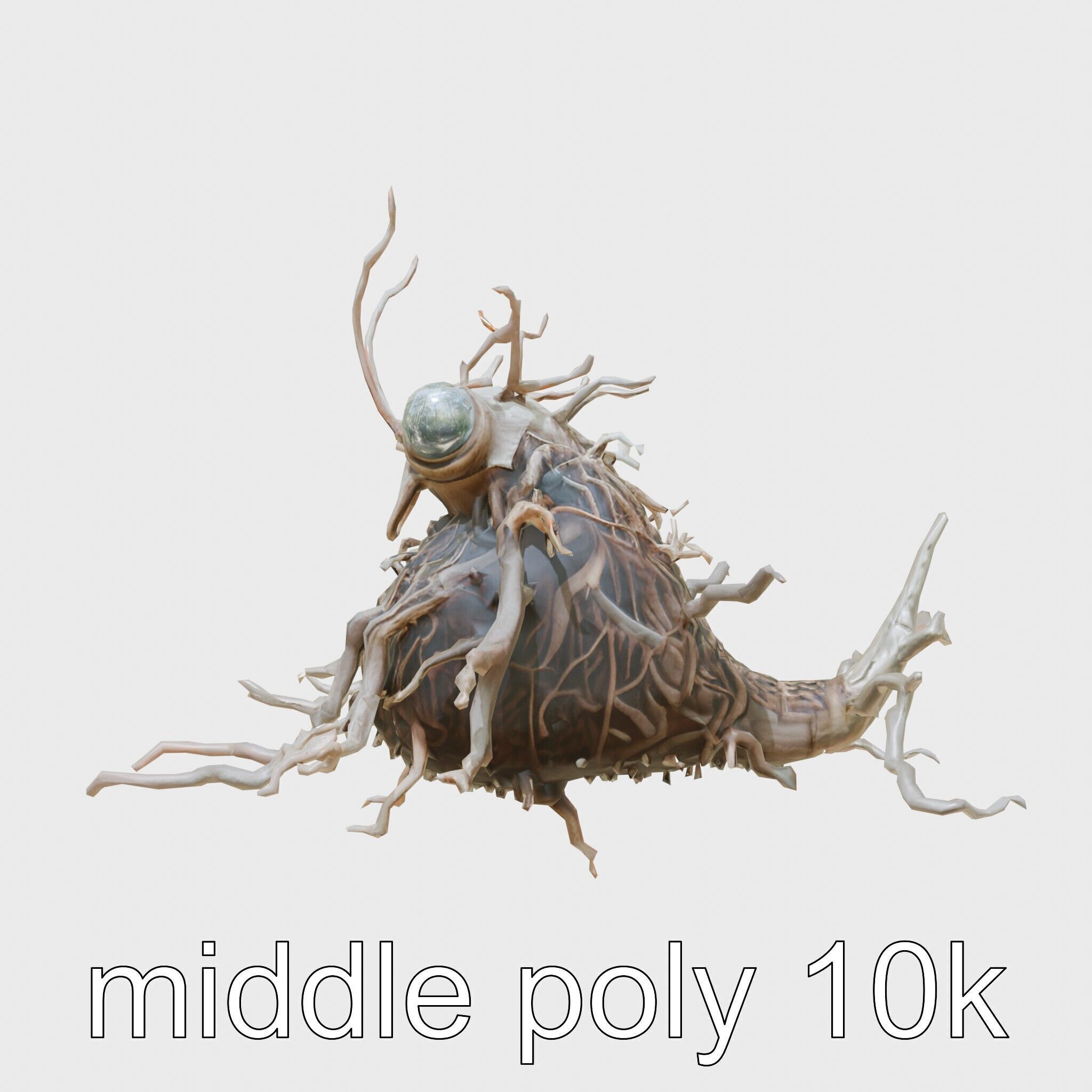 Root-Entanglement Creature with Insectoid Eyes Low-poly 3D model_20
