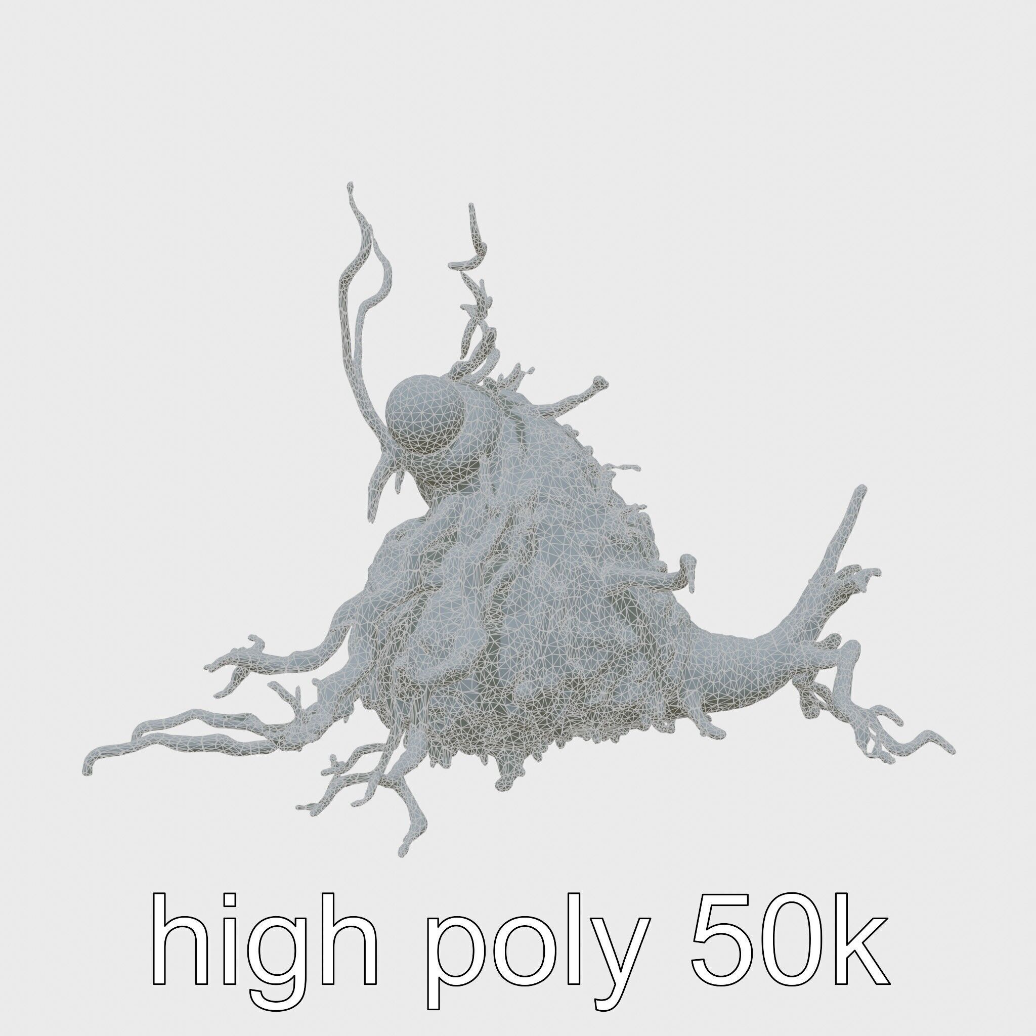 Root-Entanglement Creature with Insectoid Eyes Low-poly 3D model_26