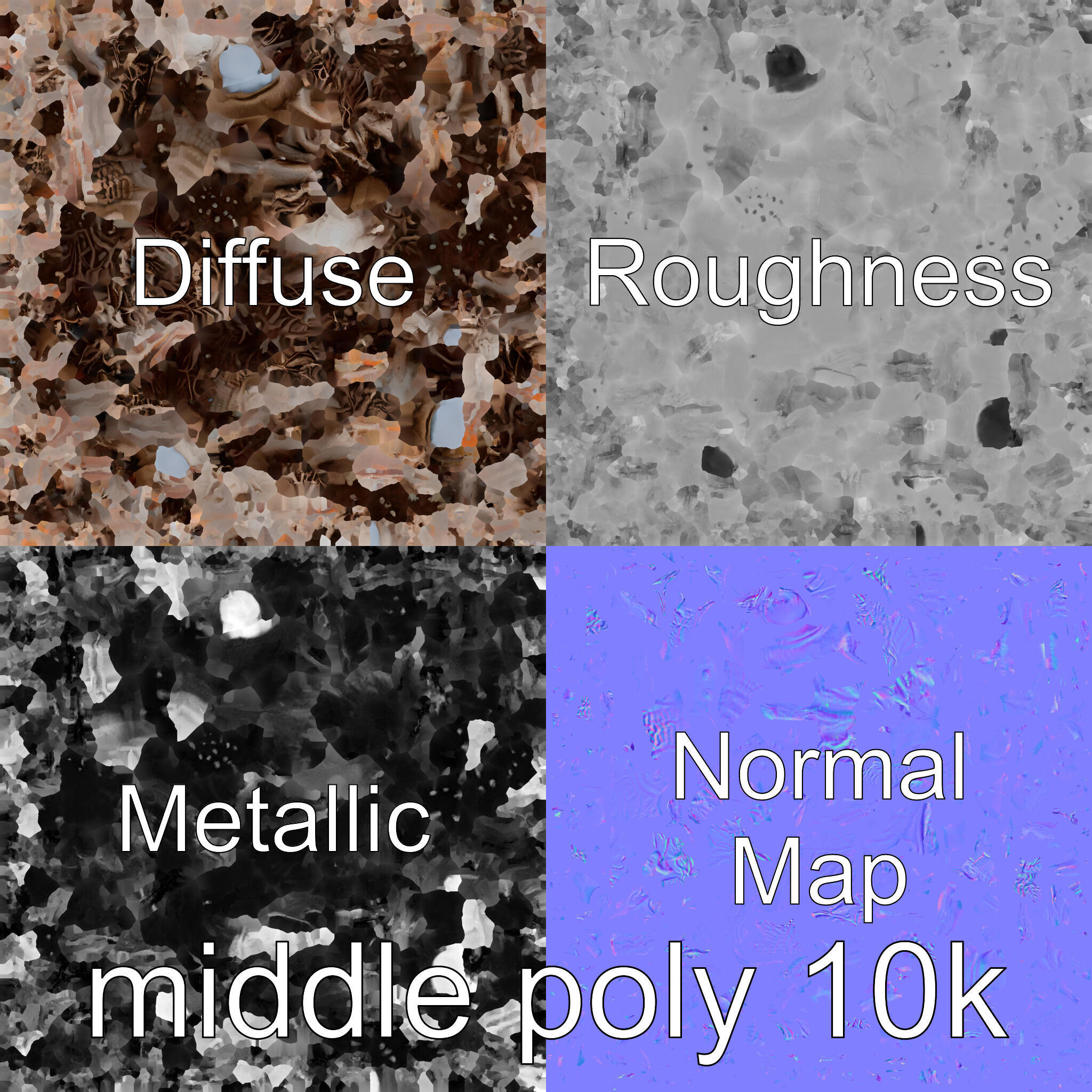 Root-Entanglement Creature with Insectoid Eyes Low-poly 3D model_21