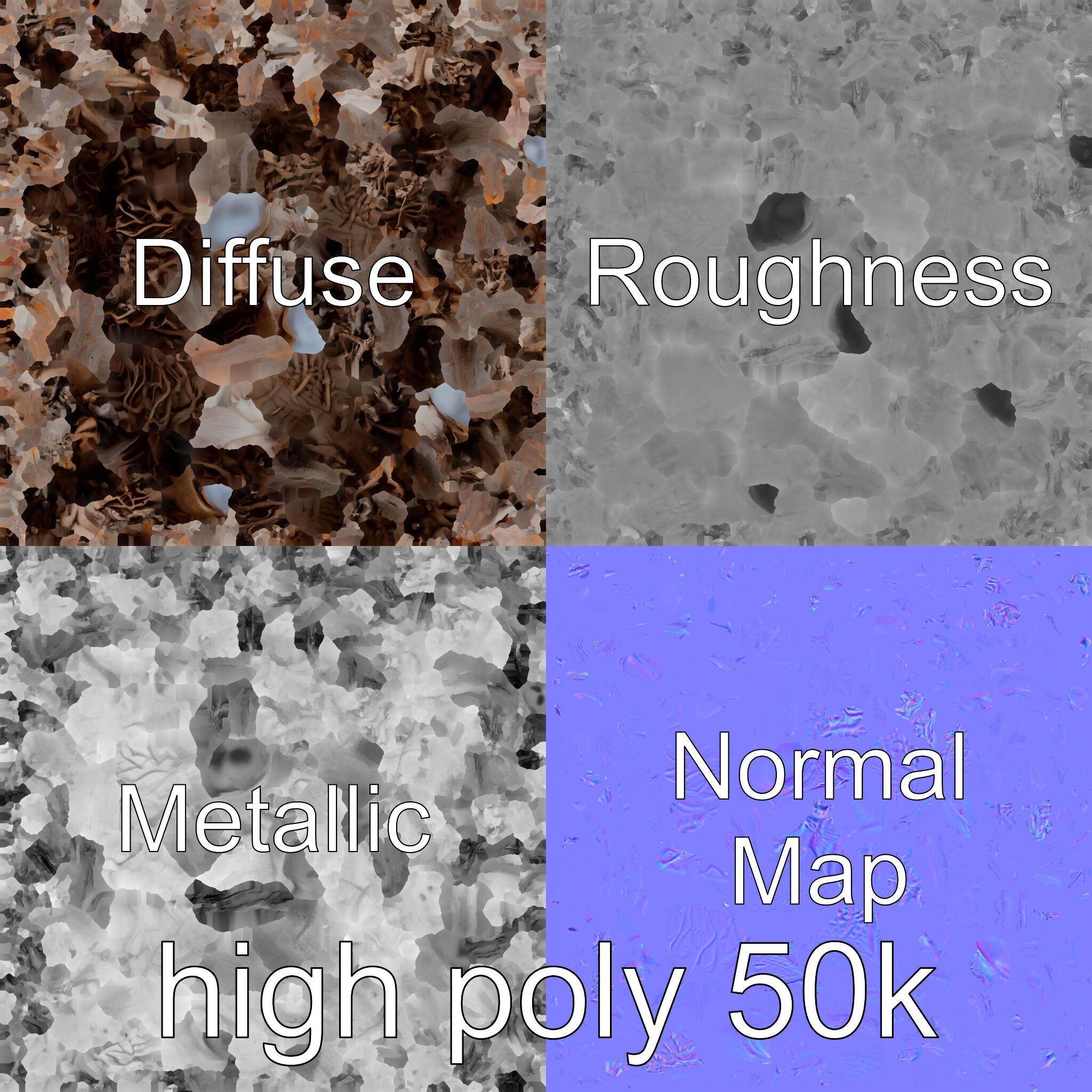 Root-Entanglement Creature with Insectoid Eyes Low-poly 3D model_27