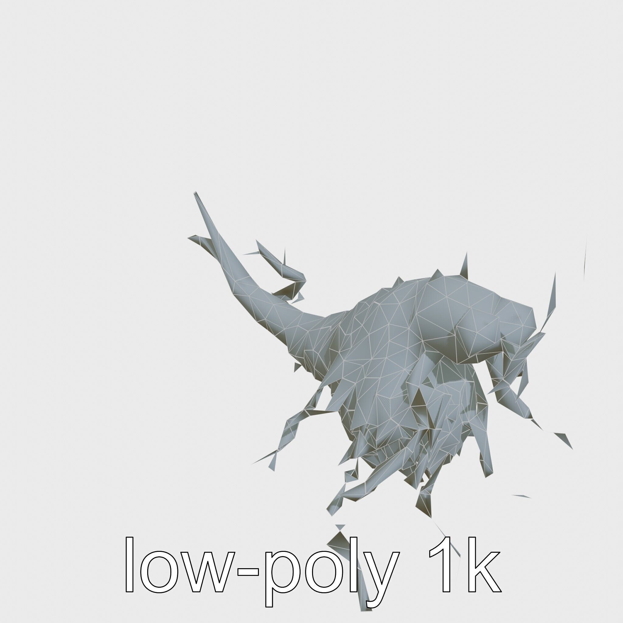 Root-Entanglement Creature with Insectoid Eyes Low-poly 3D model_19