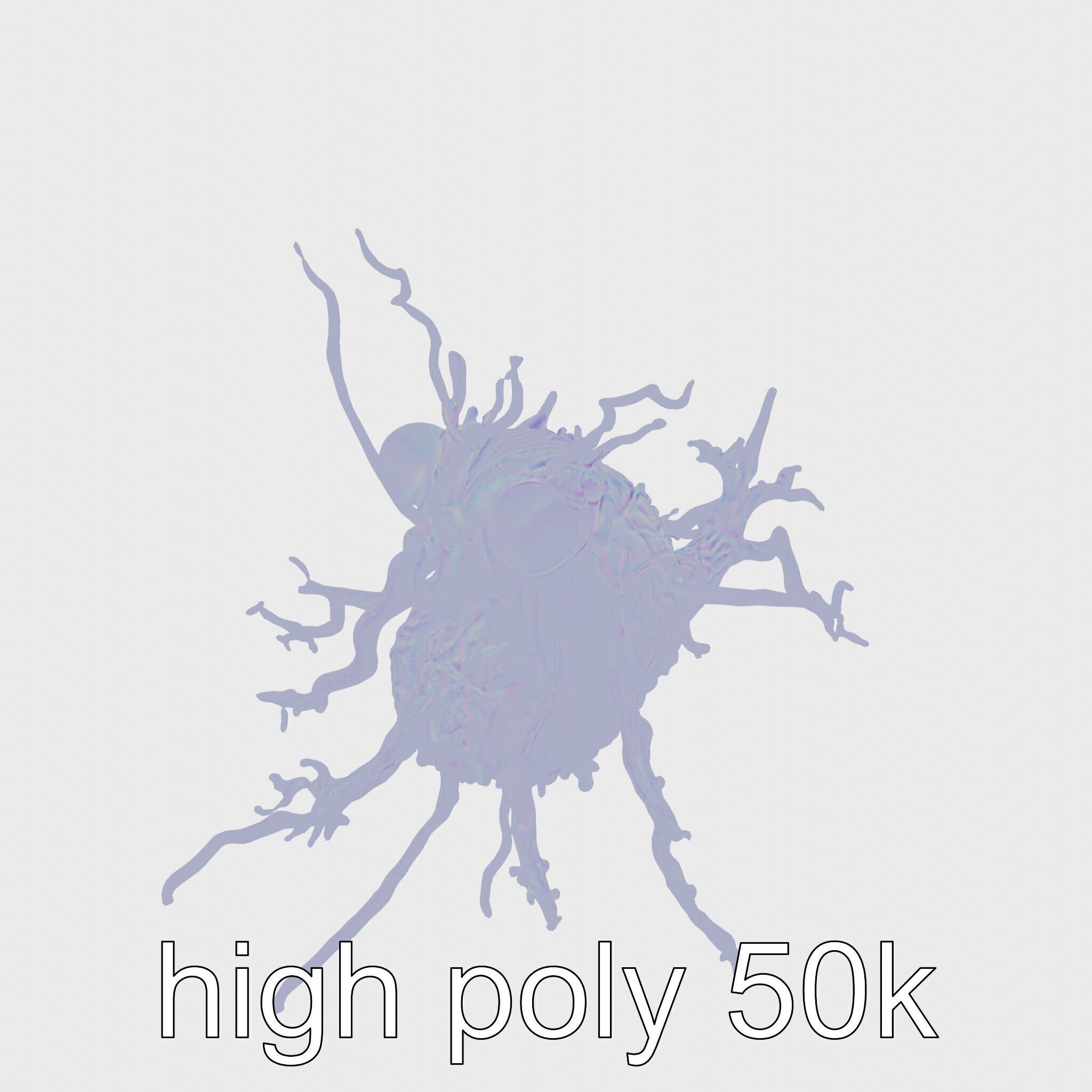 Root-Entanglement Creature with Insectoid Eyes Low-poly 3D model_14