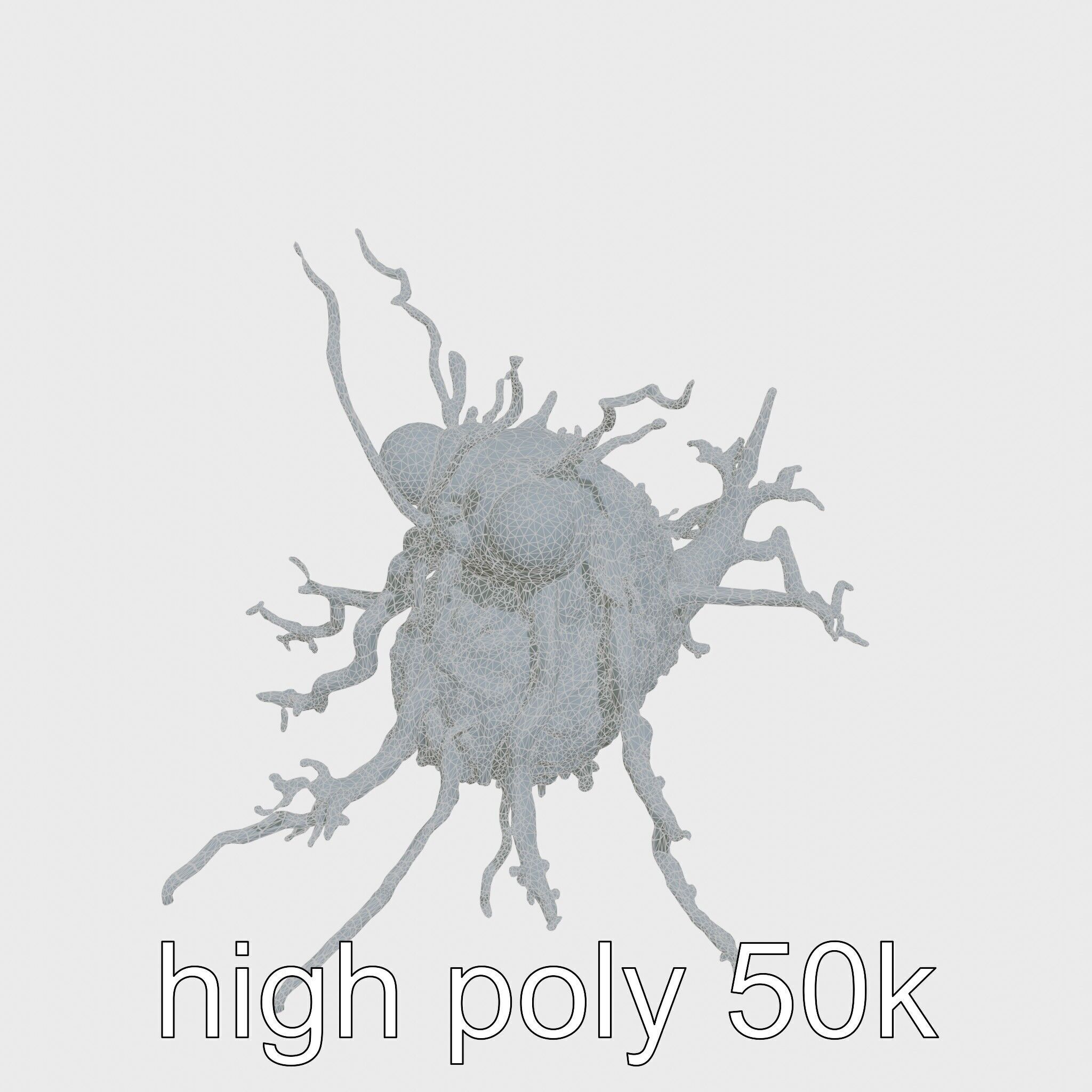 Root-Entanglement Creature with Insectoid Eyes Low-poly 3D model_28