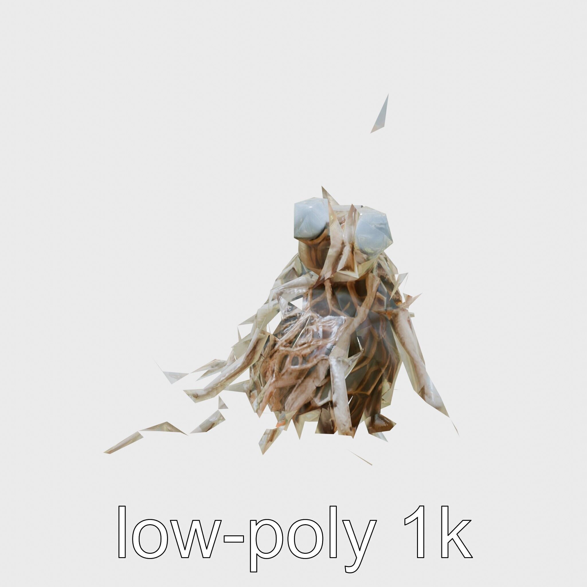 Root-Entanglement Creature with Insectoid Eyes Low-poly 3D model_6