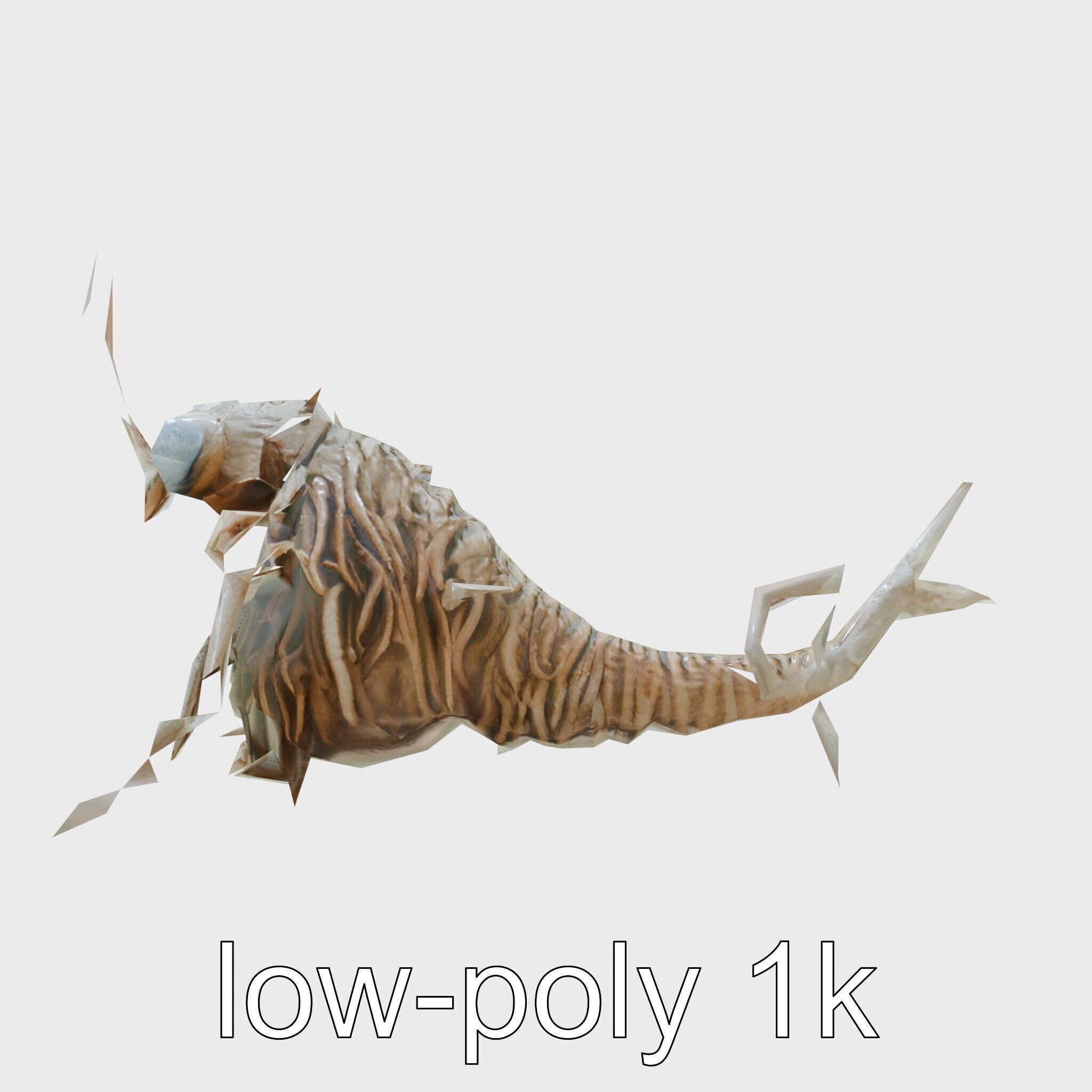 Root-Entanglement Creature with Insectoid Eyes Low-poly 3D model_15