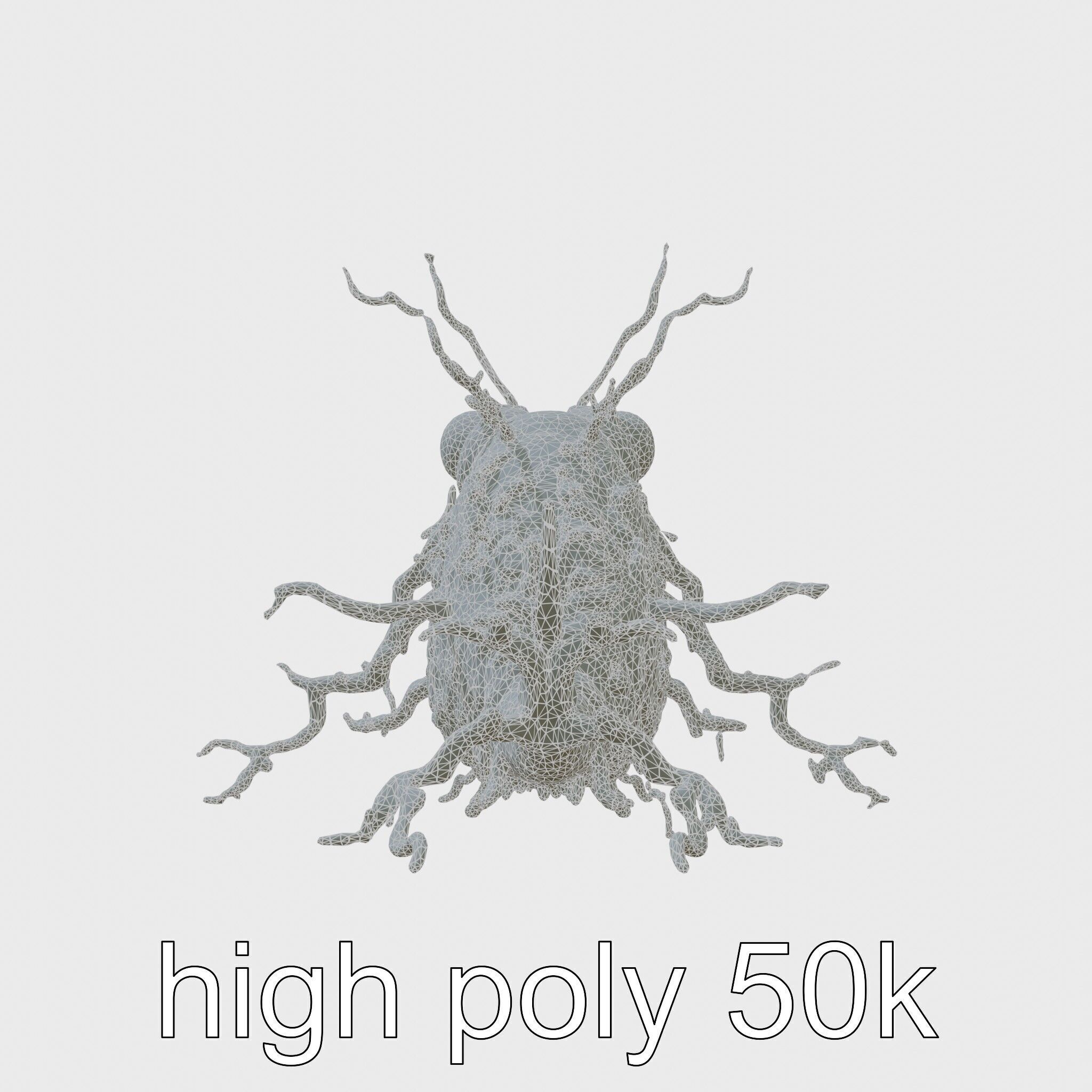 Root-Entanglement Creature with Insectoid Eyes Low-poly 3D model_7