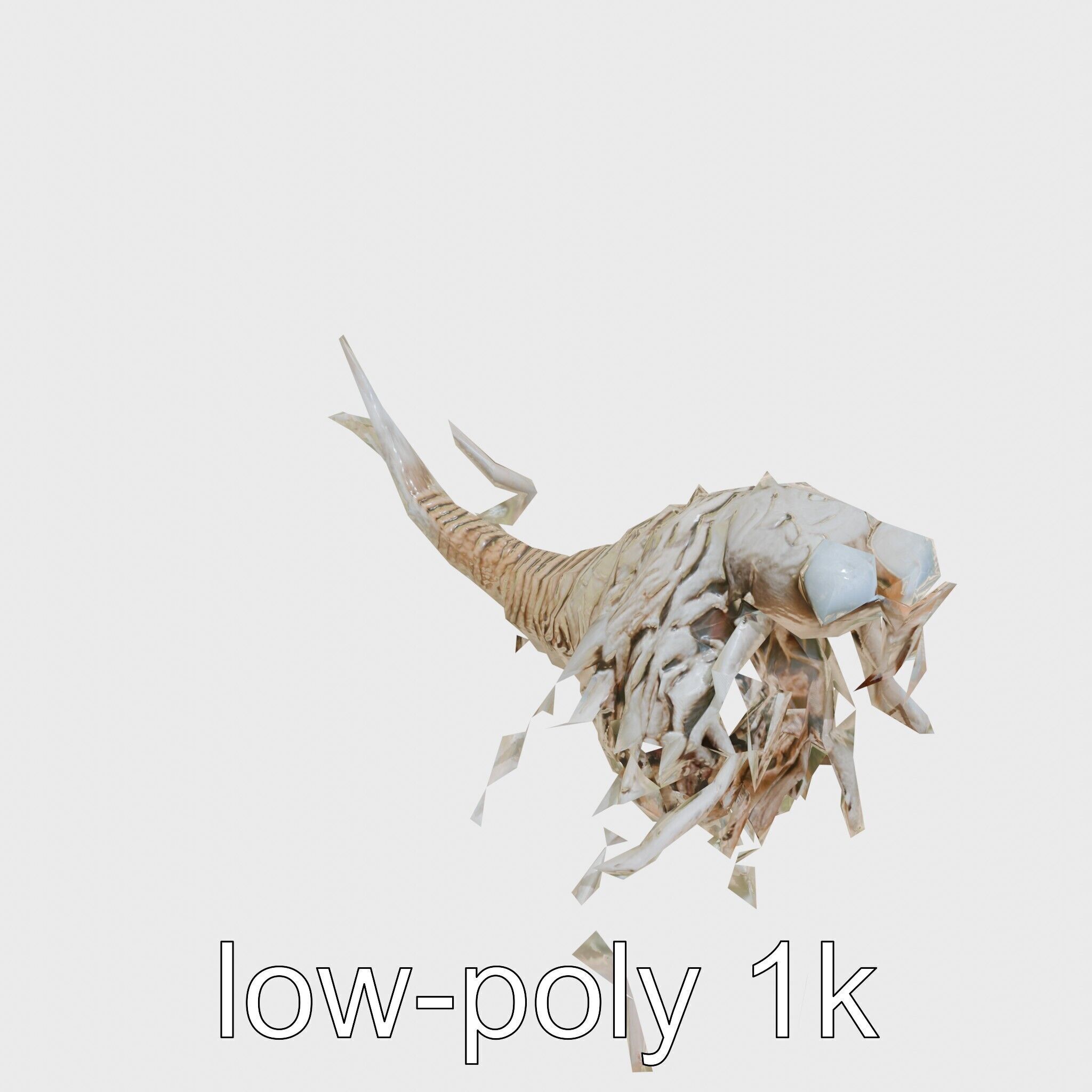 Root-Entanglement Creature with Insectoid Eyes Low-poly 3D model_32