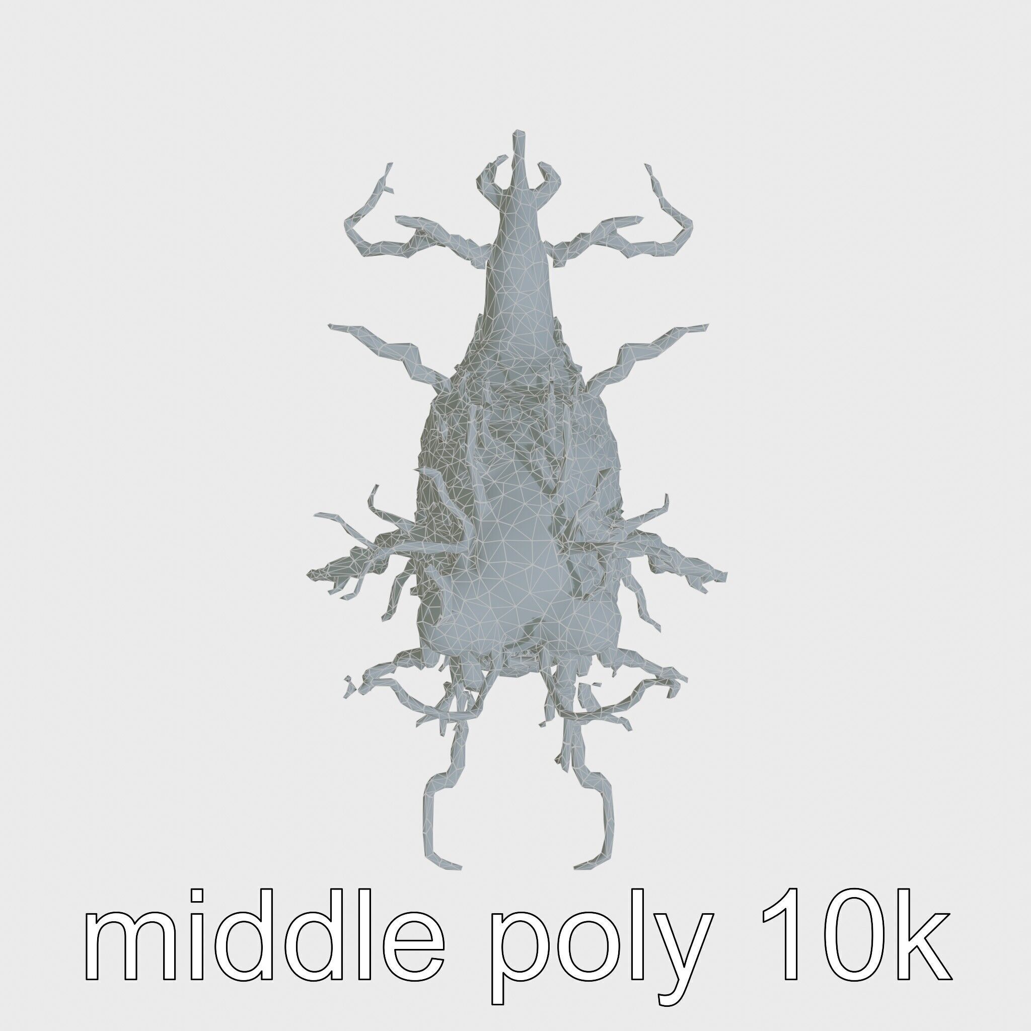 Root-Entanglement Creature with Insectoid Eyes Low-poly 3D model_31