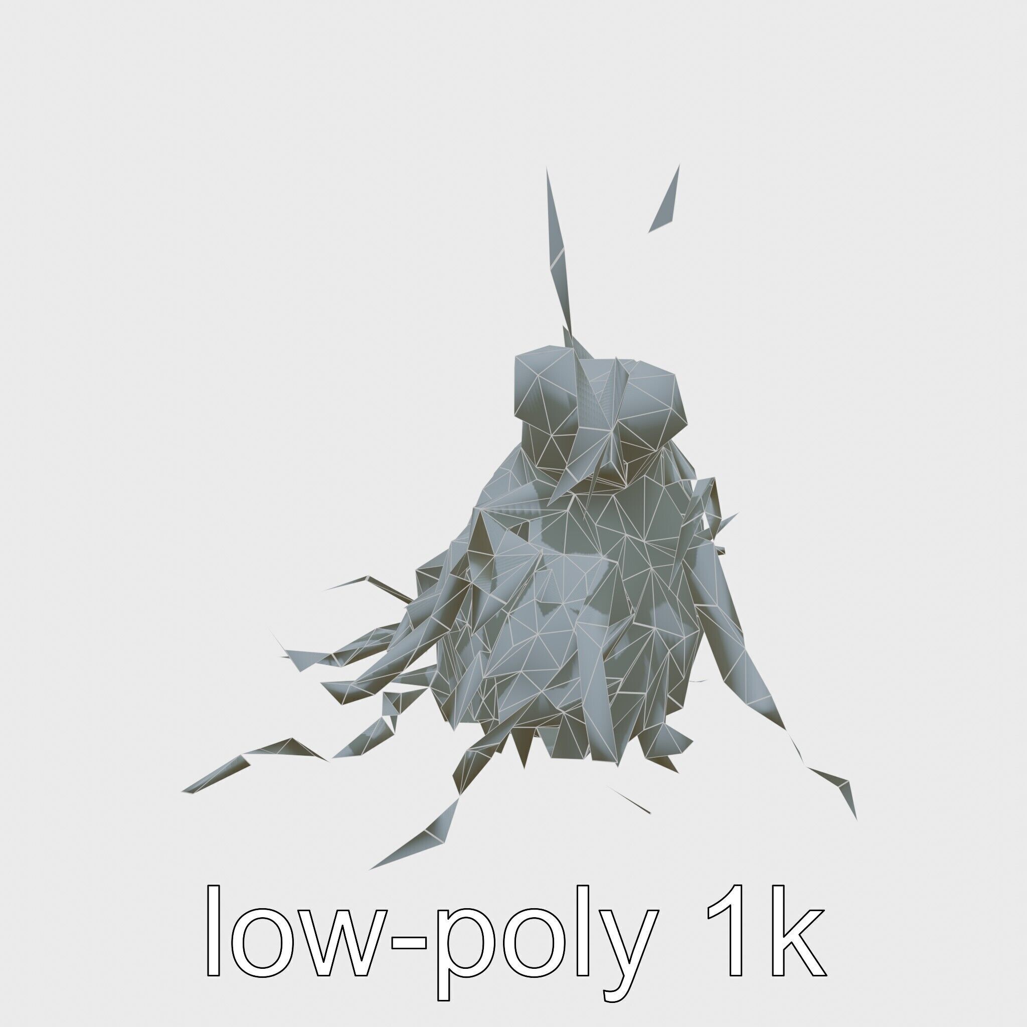 Root-Entanglement Creature with Insectoid Eyes Low-poly 3D model_9