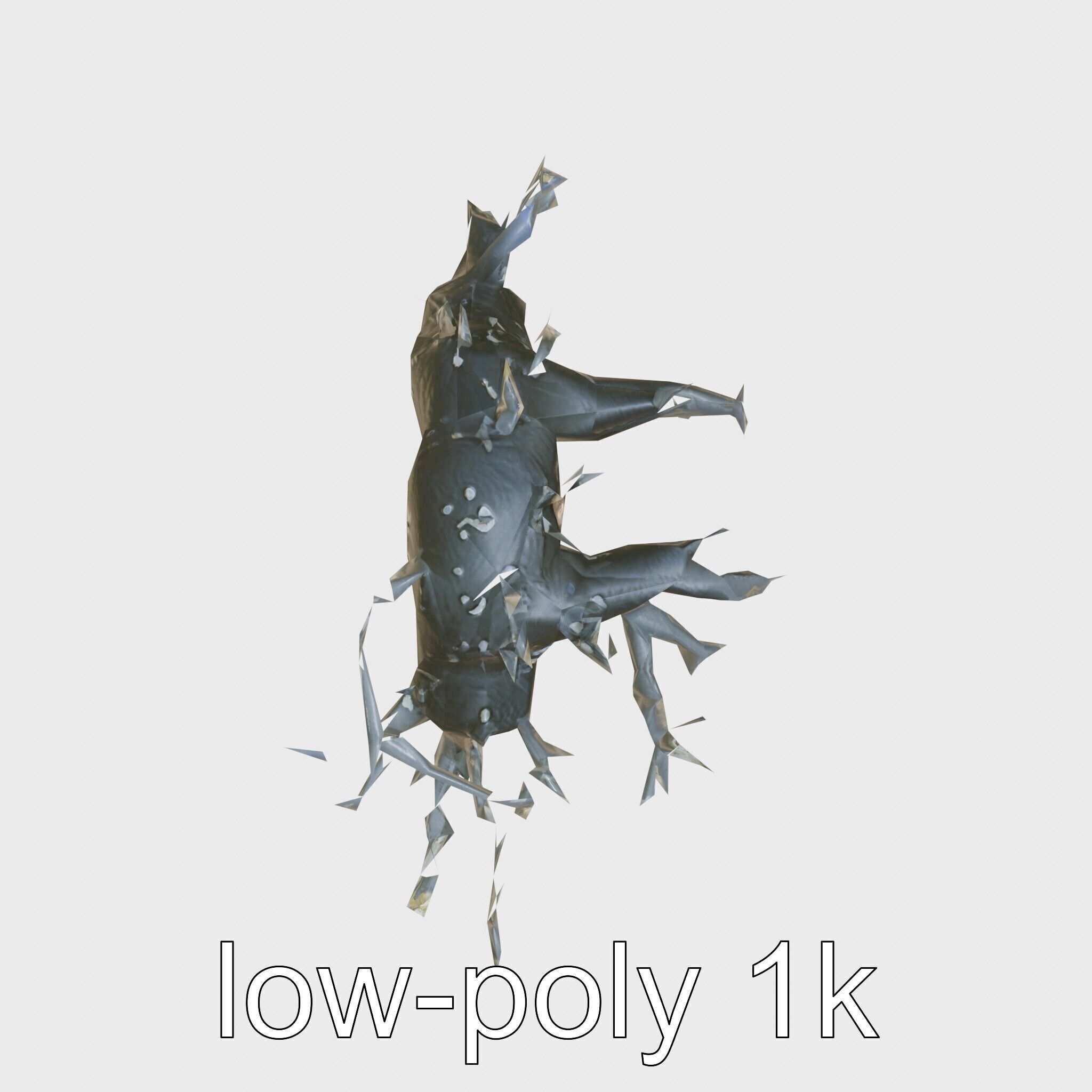 Enchanted Thorned Creature with Luminous Points Low-poly 3D model_10