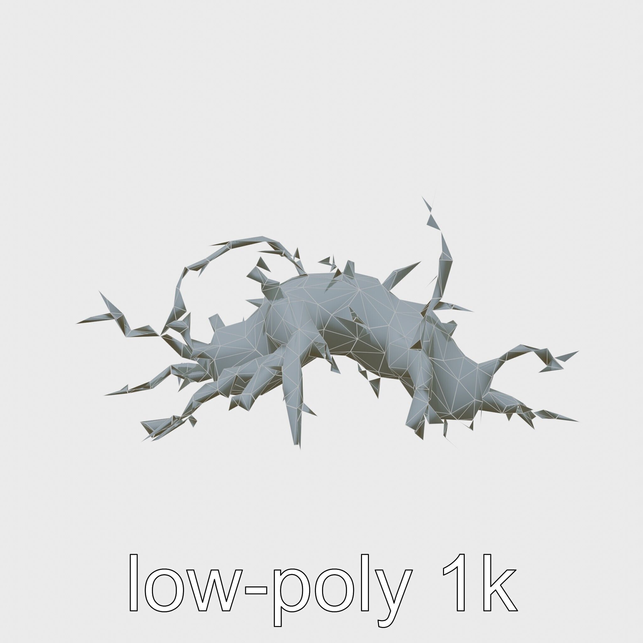 Enchanted Thorned Creature with Luminous Points Low-poly 3D model_7