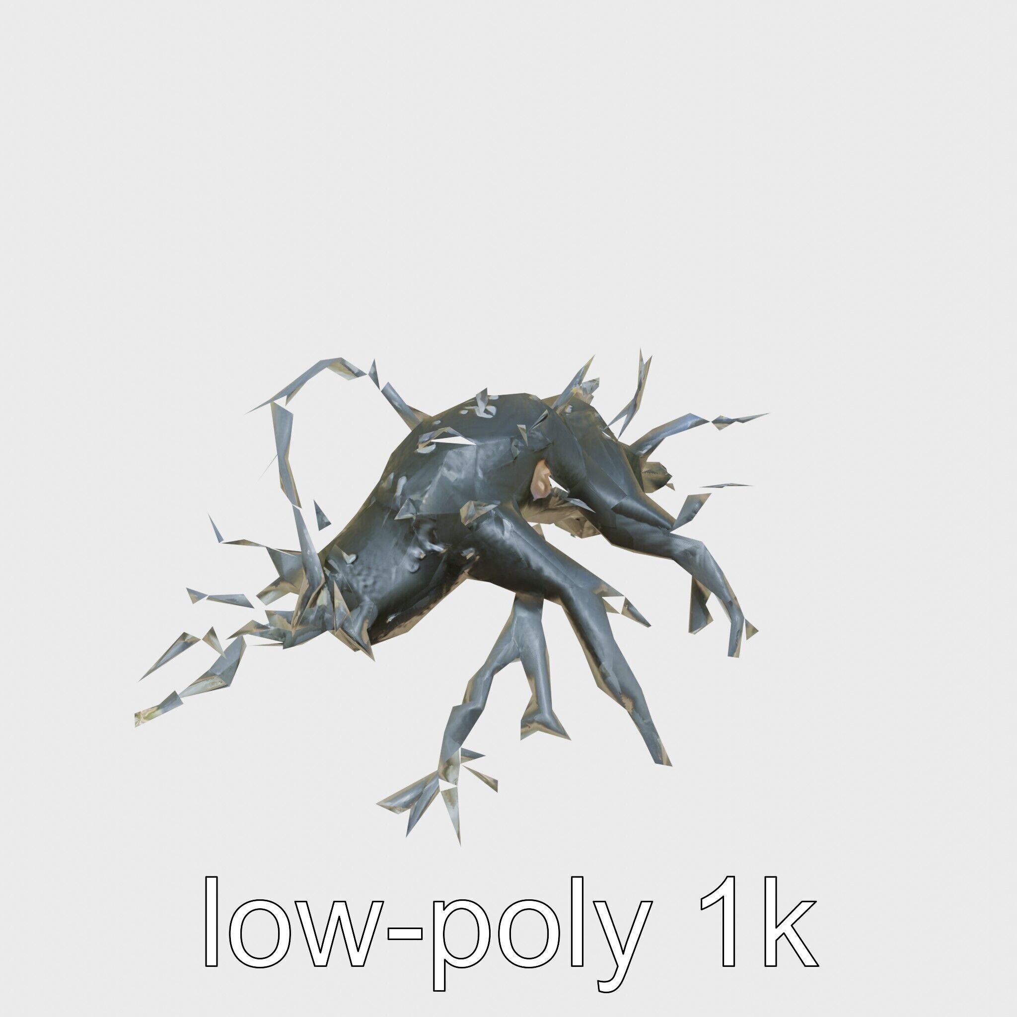 Enchanted Thorned Creature with Luminous Points Low-poly 3D model_13