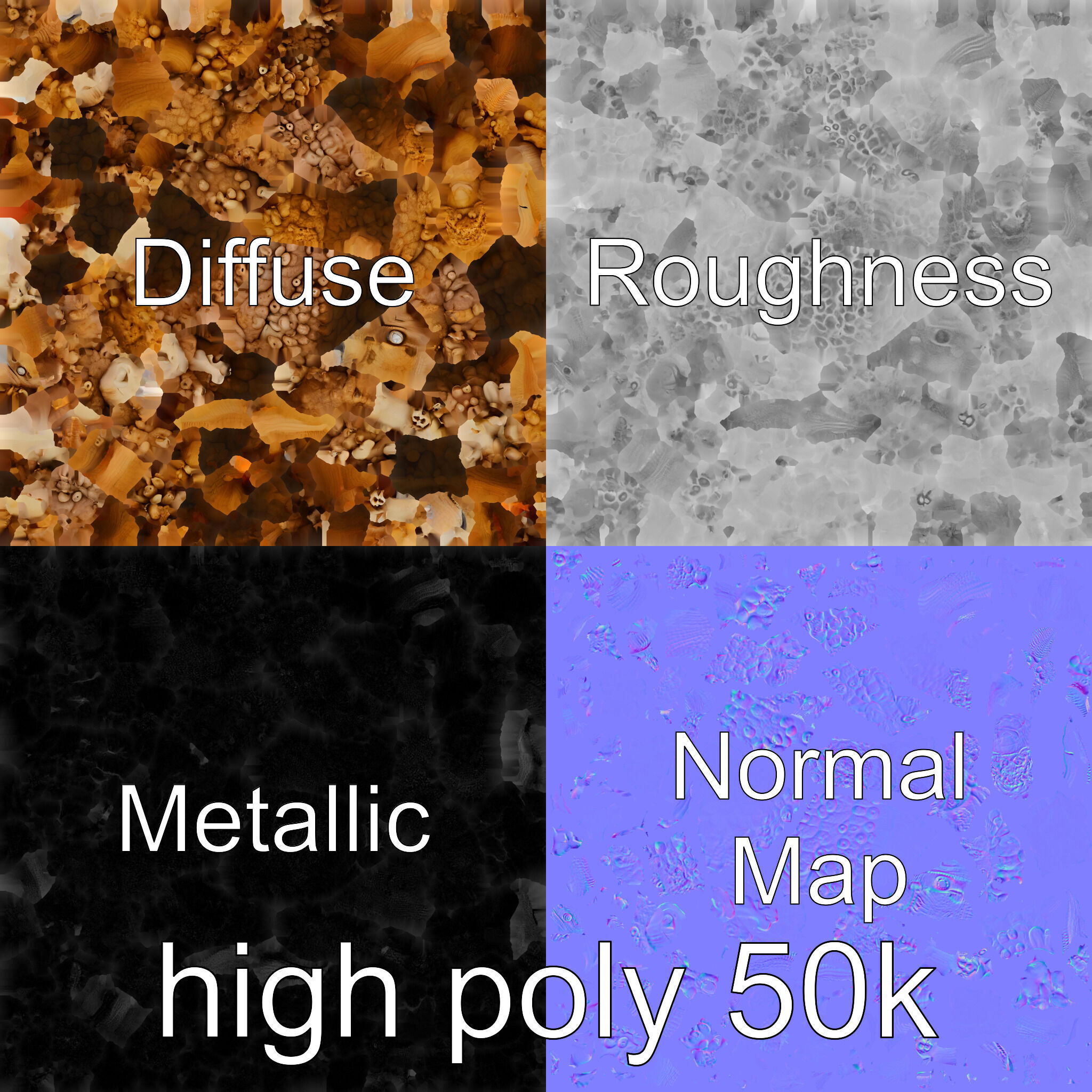 Amorphous Creature with Floating Bones and Serpent Heads Low-poly 3D model_26