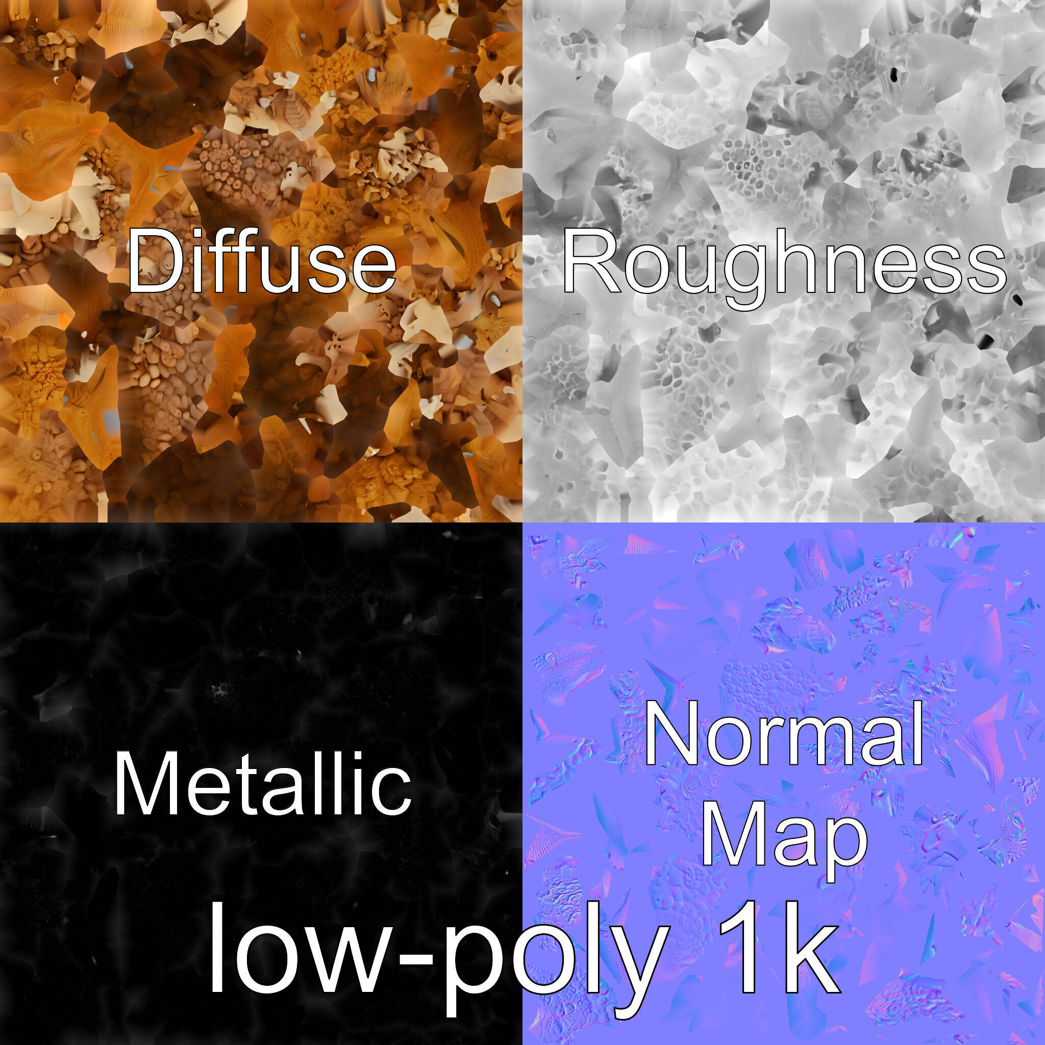 Amorphous Creature with Floating Bones and Serpent Heads Low-poly 3D model_1