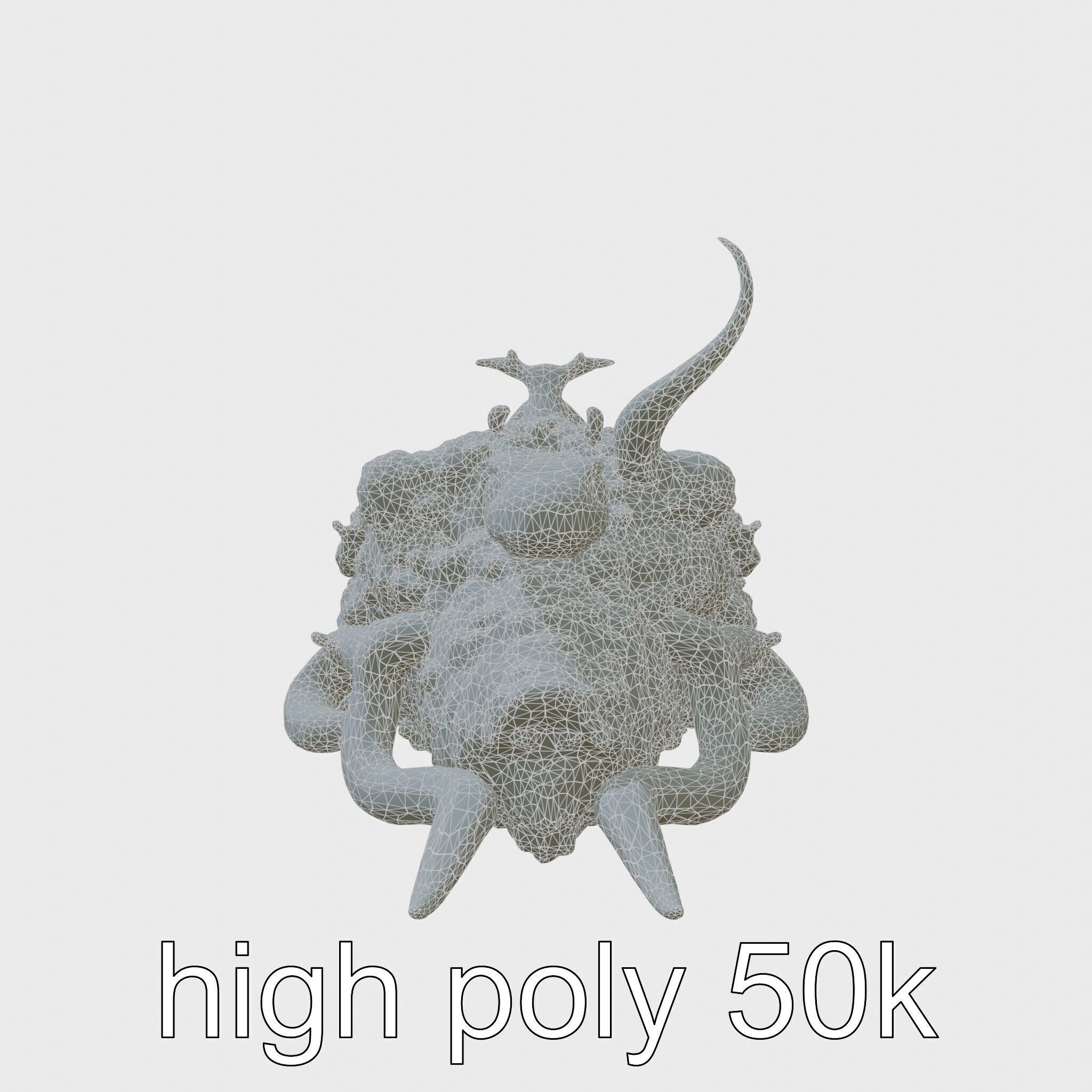 Amorphous Creature with Floating Bones and Serpent Heads Low-poly 3D model_22