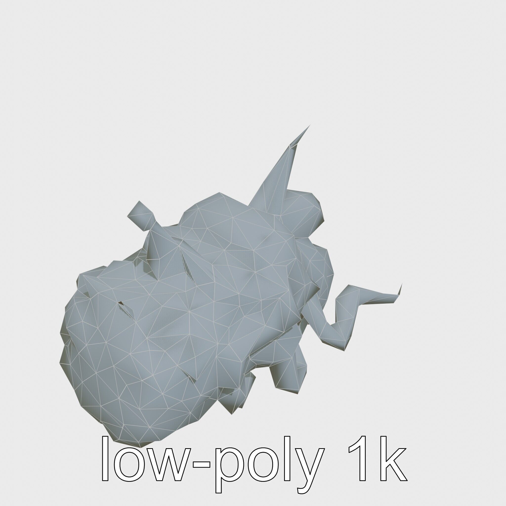 Amorphous Creature with Floating Bones and Serpent Heads Low-poly 3D model_14