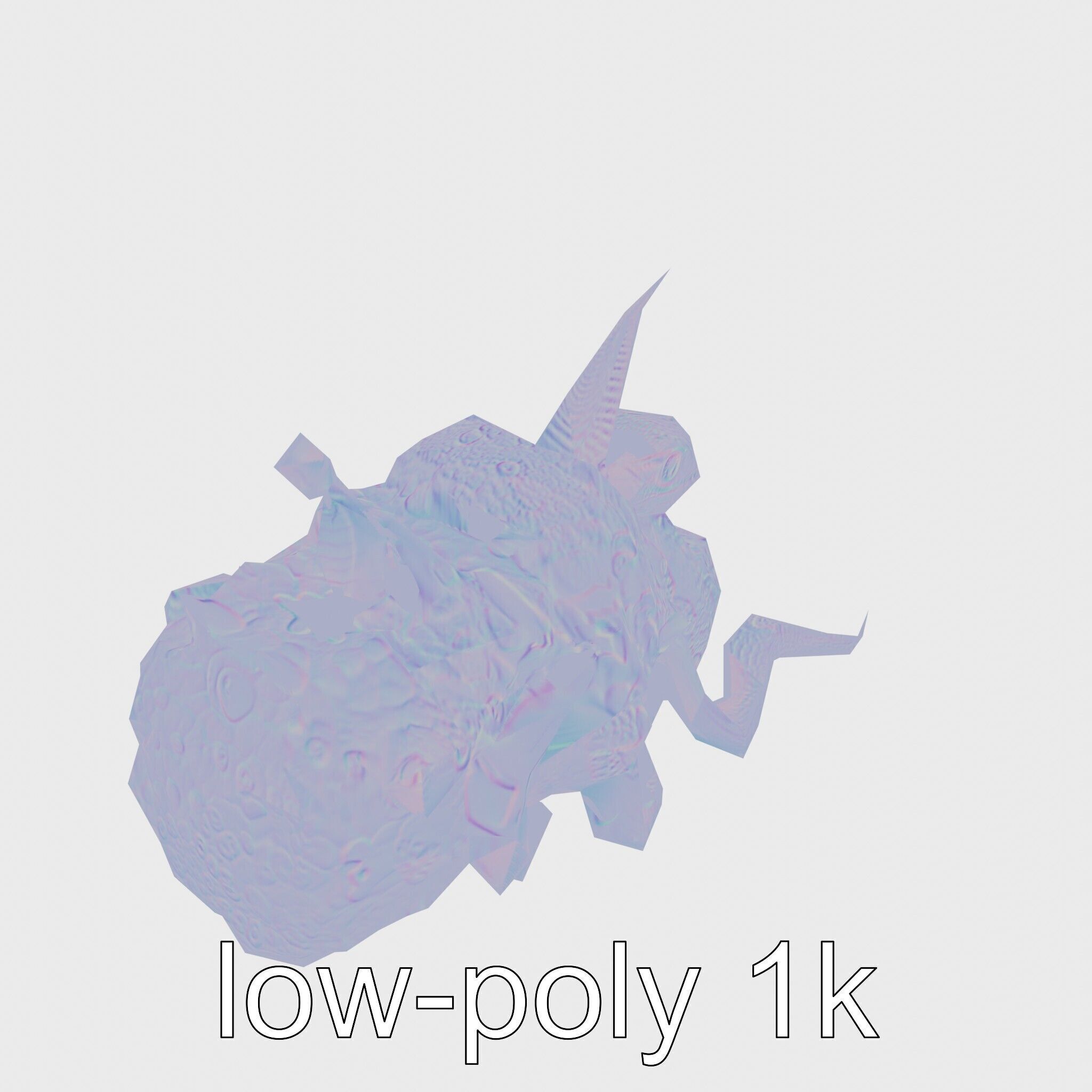 Amorphous Creature with Floating Bones and Serpent Heads Low-poly 3D model_12