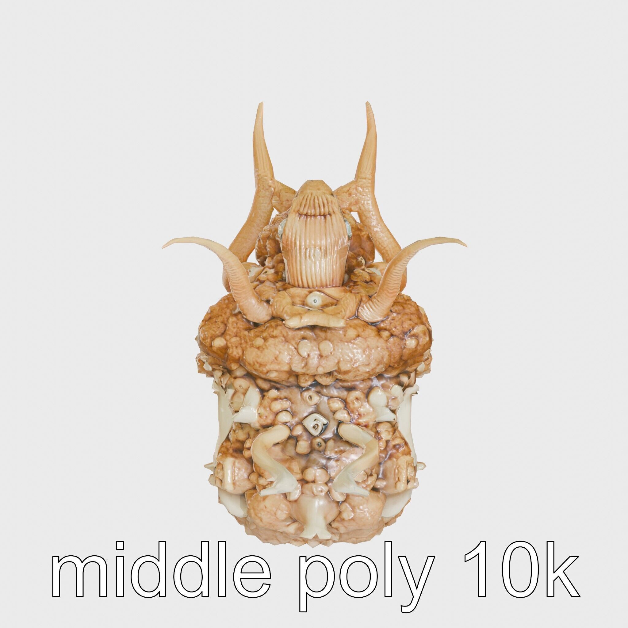 Amorphous Creature with Floating Bones and Serpent Heads Low-poly 3D model_16