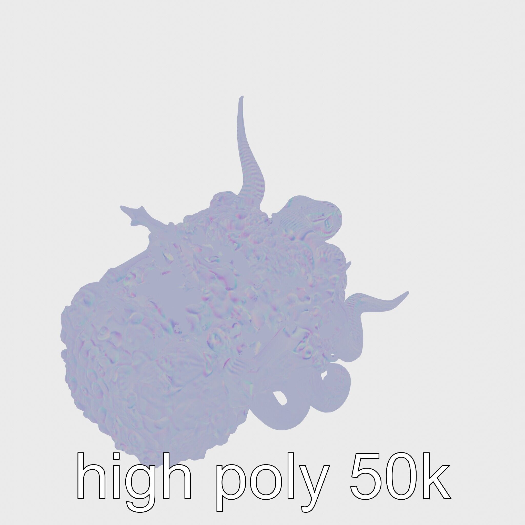 Amorphous Creature with Floating Bones and Serpent Heads Low-poly 3D model_19