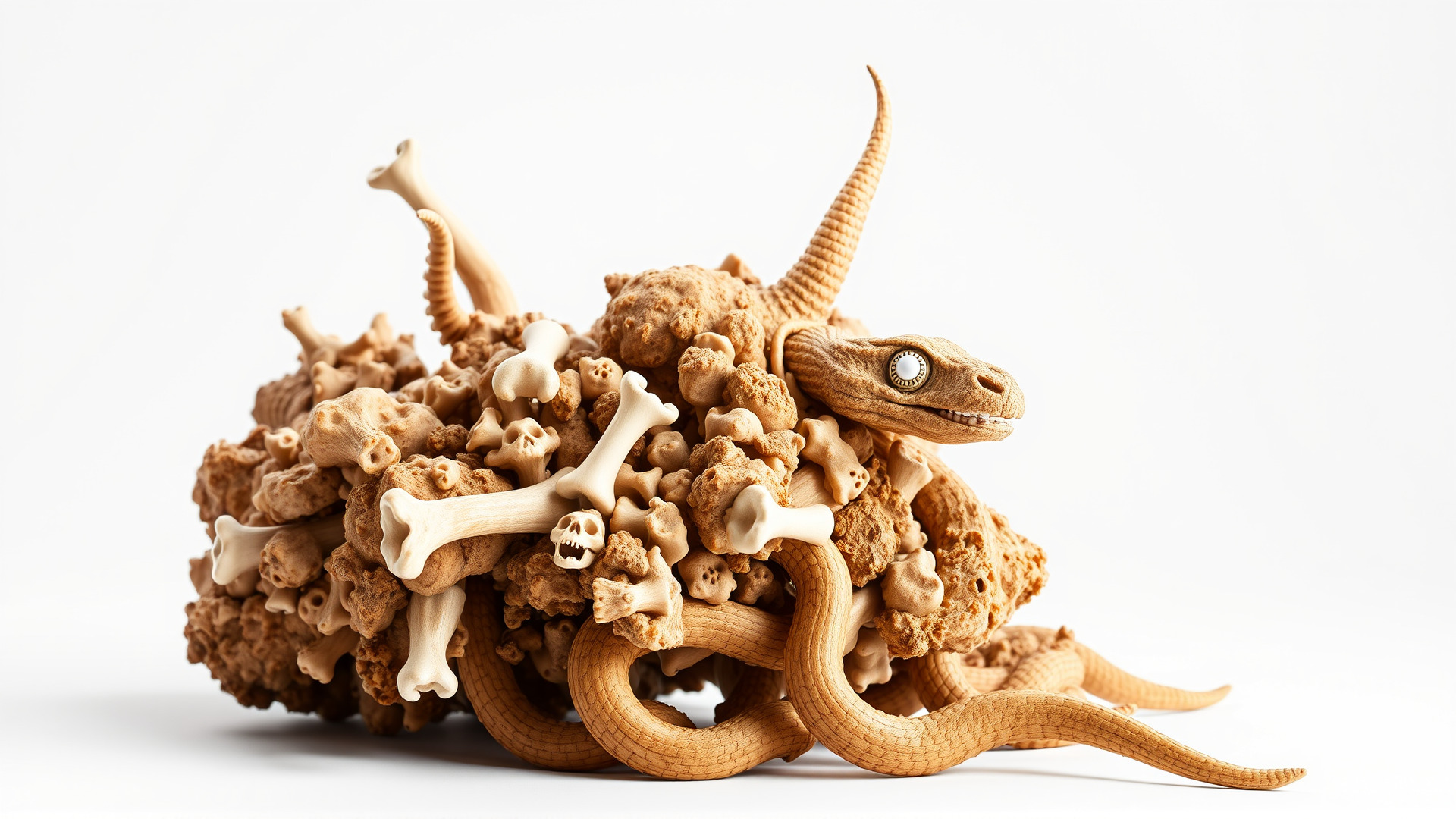 Amorphous Creature with Floating Bones and Serpent Heads Low-poly 3D model_3