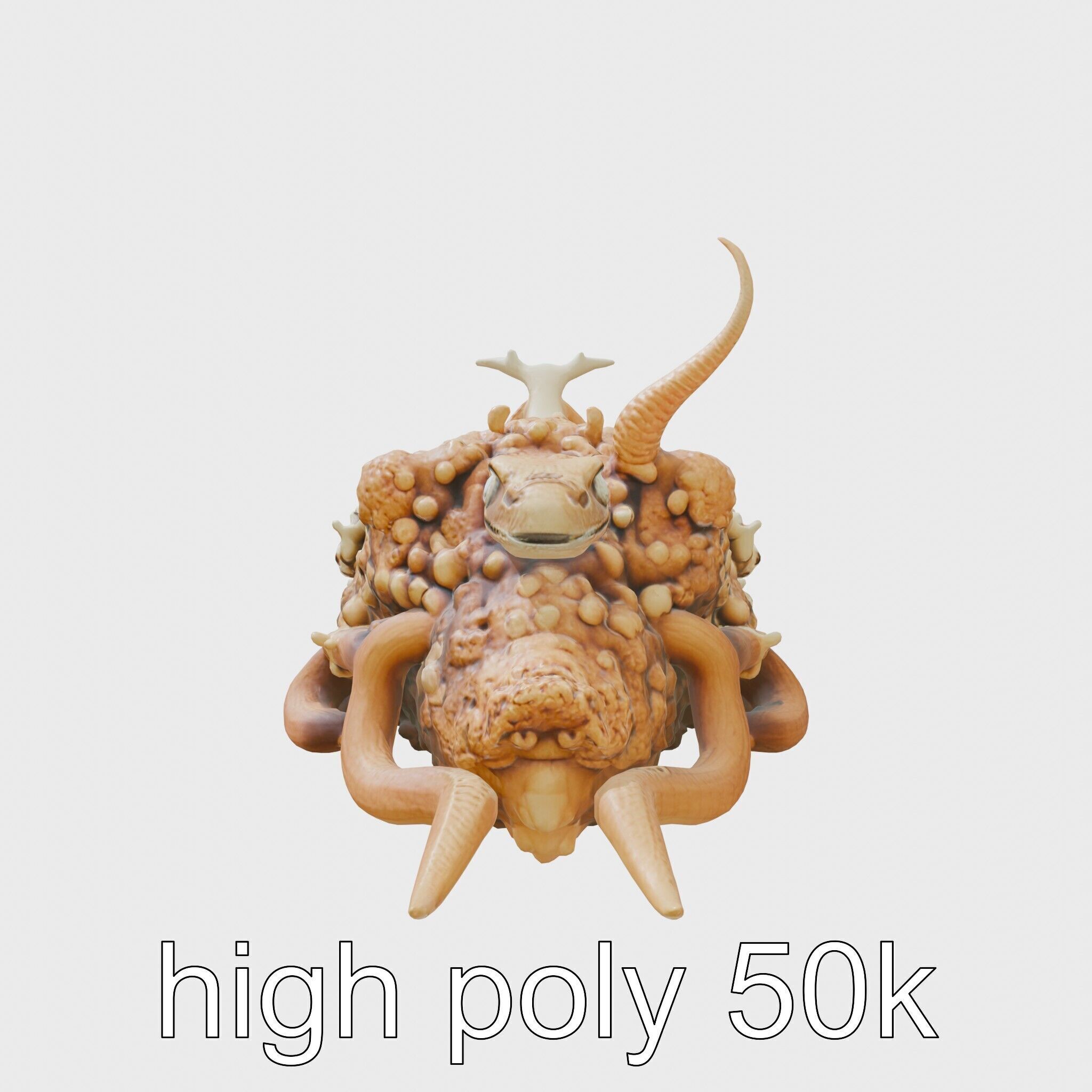 Amorphous Creature with Floating Bones and Serpent Heads Low-poly 3D model_18