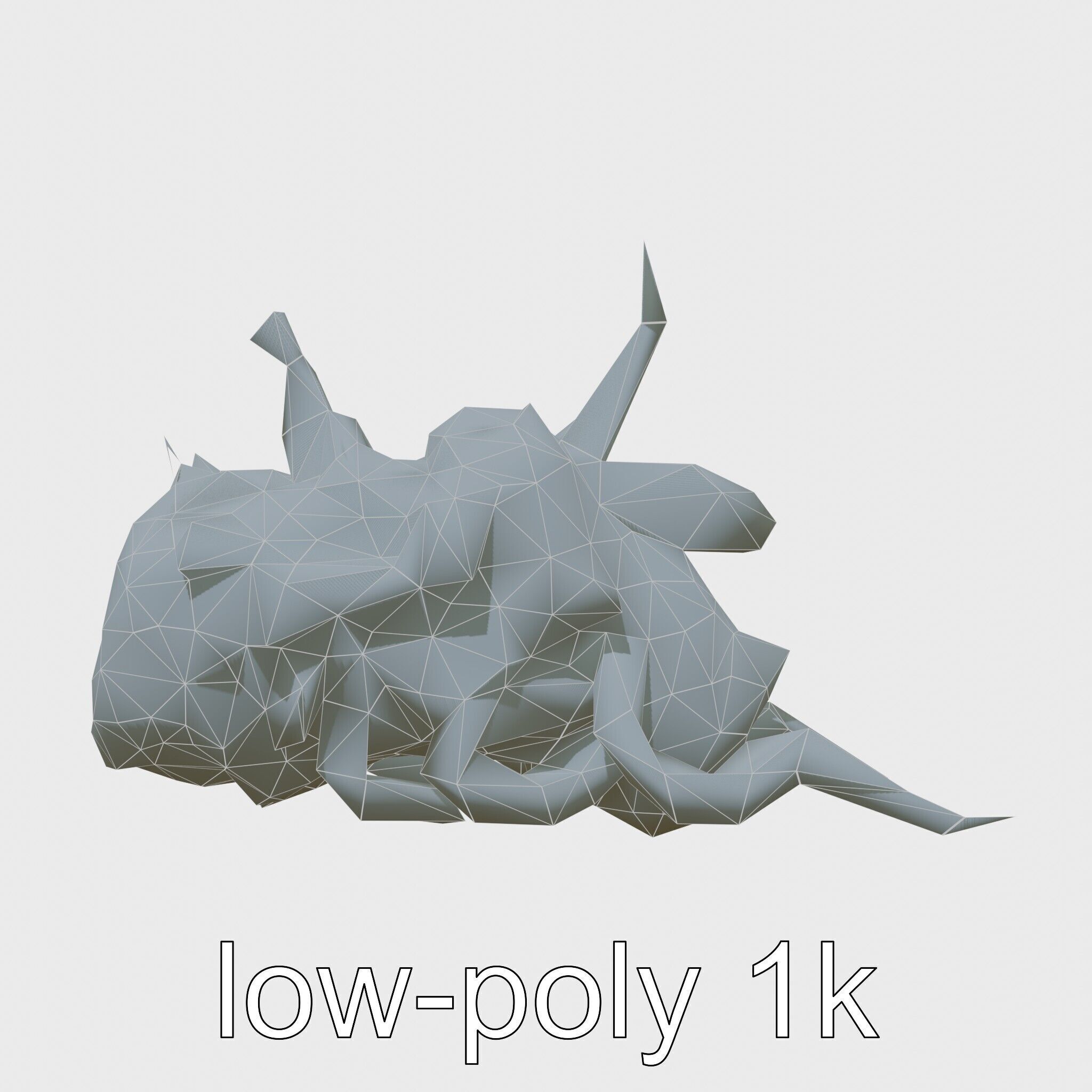 Amorphous Creature with Floating Bones and Serpent Heads Low-poly 3D model_17