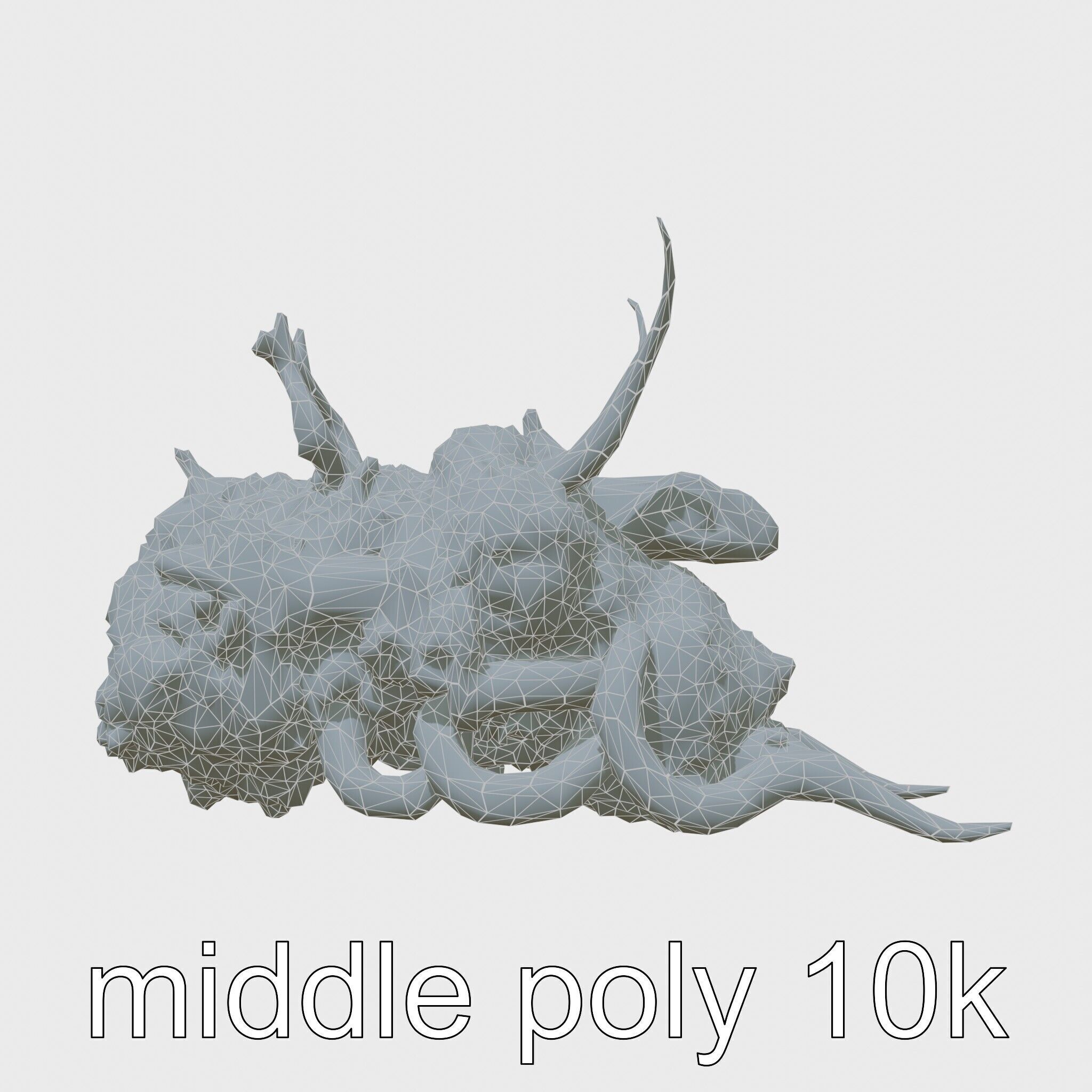 Amorphous Creature with Floating Bones and Serpent Heads Low-poly 3D model_24
