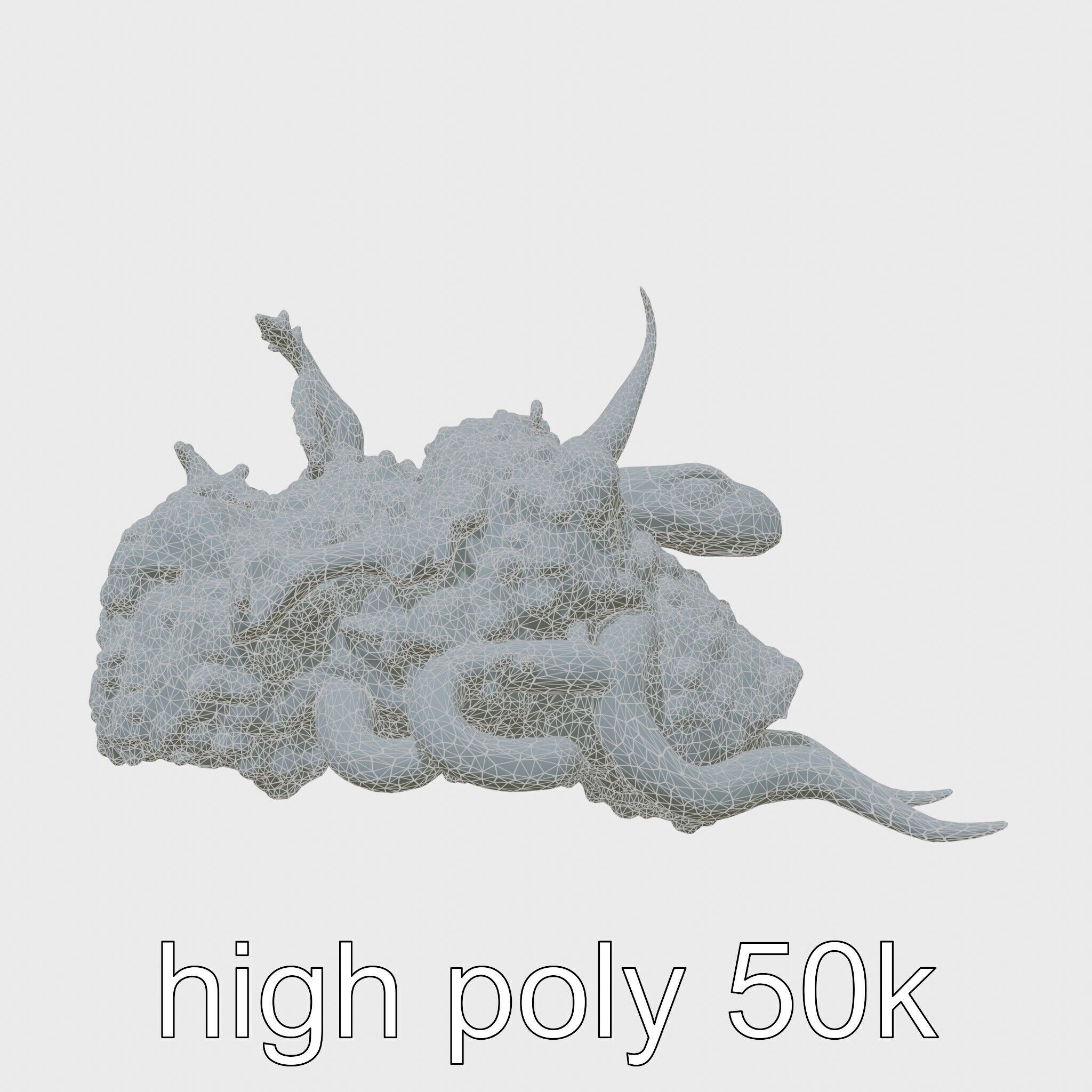 Amorphous Creature with Floating Bones and Serpent Heads Low-poly 3D model_5