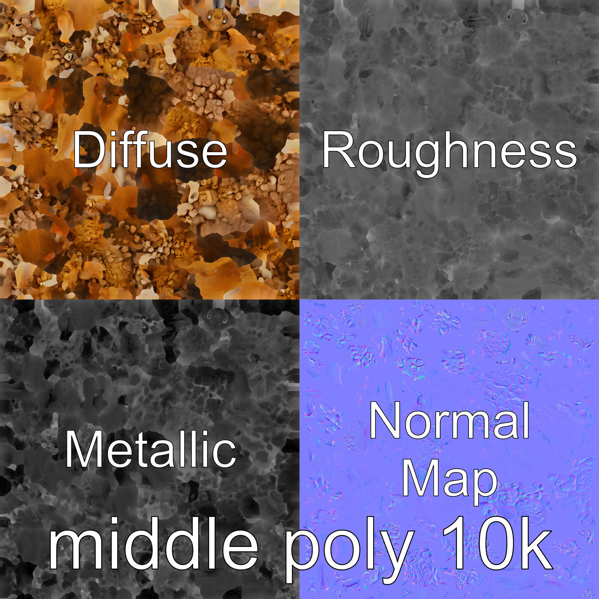 Amorphous Creature with Floating Bones and Serpent Heads Low-poly 3D model_30