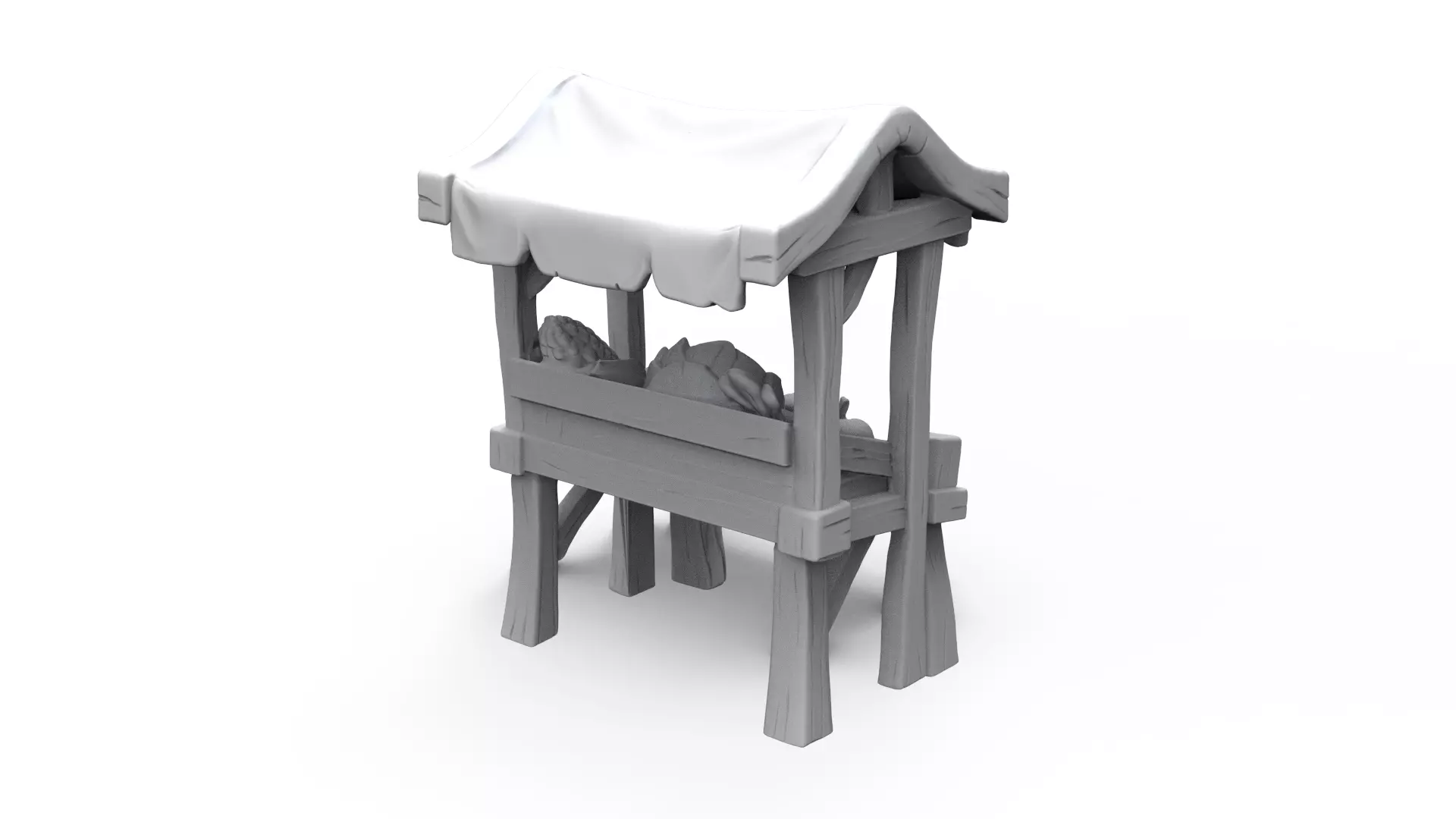 Printable Fantasy Medieval Market 3D print model_10