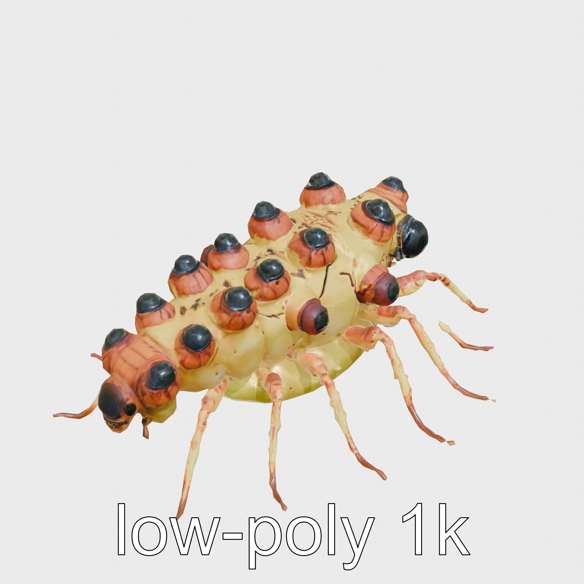 Gelatinous Multi-Eyed Insect Creature Low-poly 3D model_9