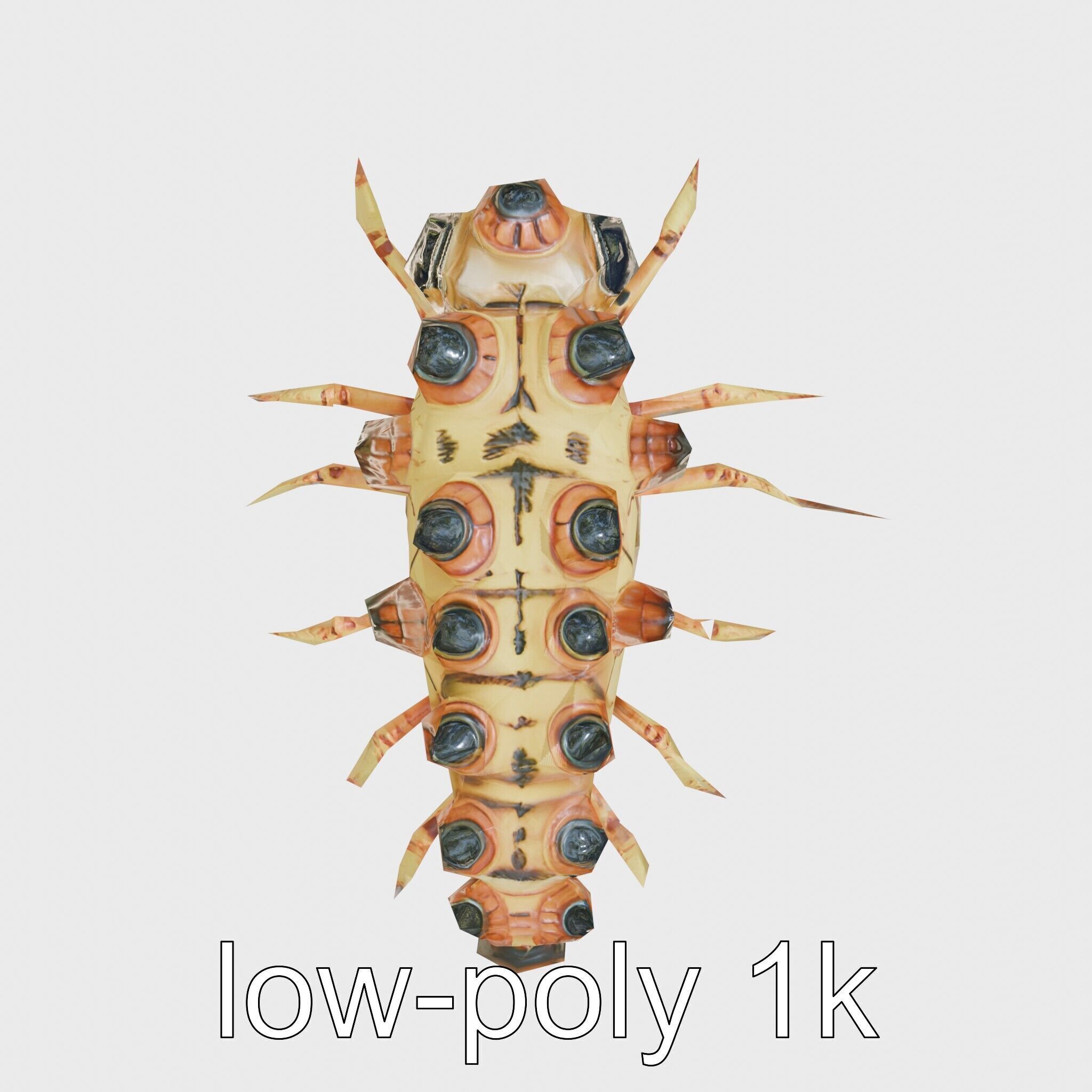 Gelatinous Multi-Eyed Insect Creature Low-poly 3D model_14