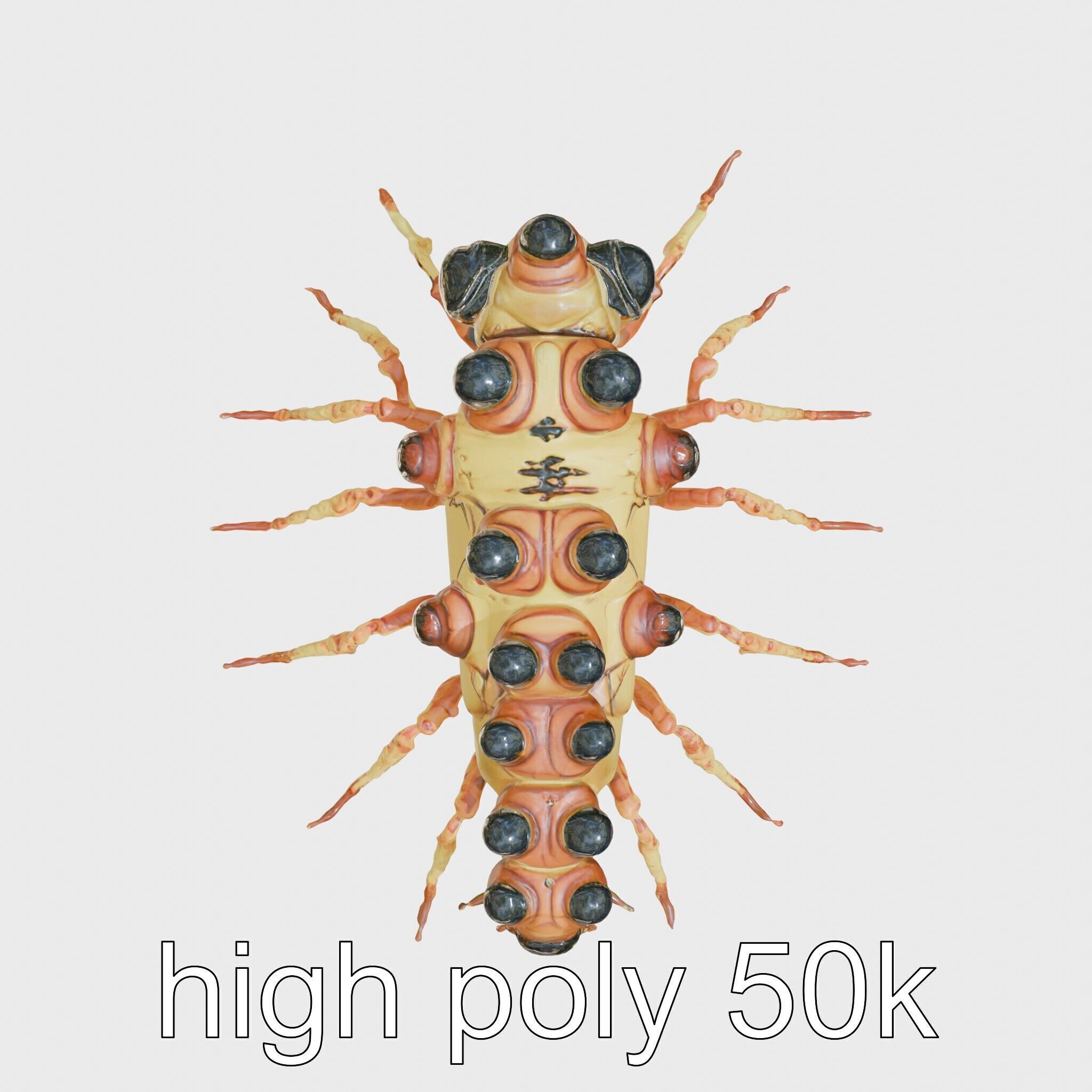 Gelatinous Multi-Eyed Insect Creature Low-poly 3D model_22