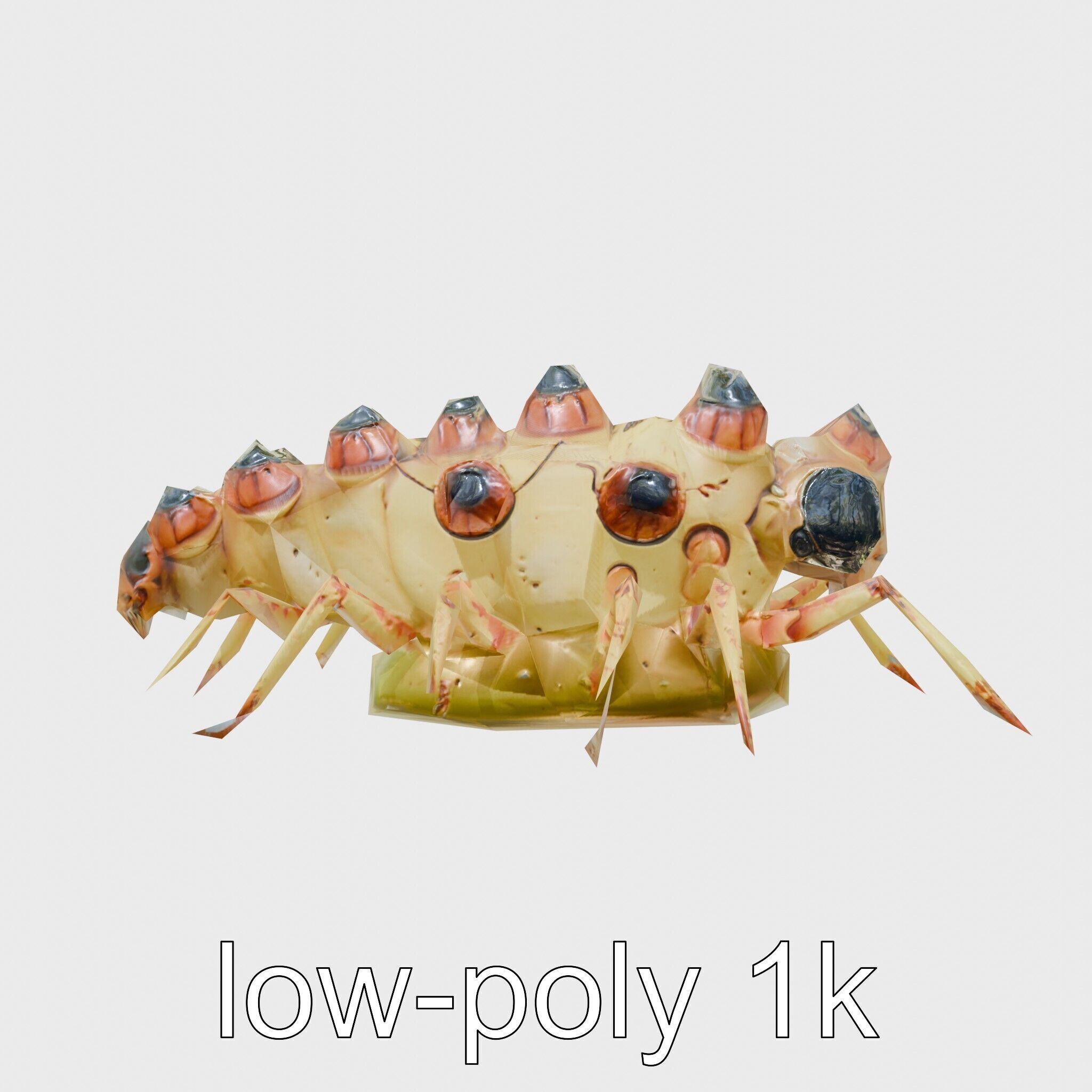 Gelatinous Multi-Eyed Insect Creature Low-poly 3D model_23